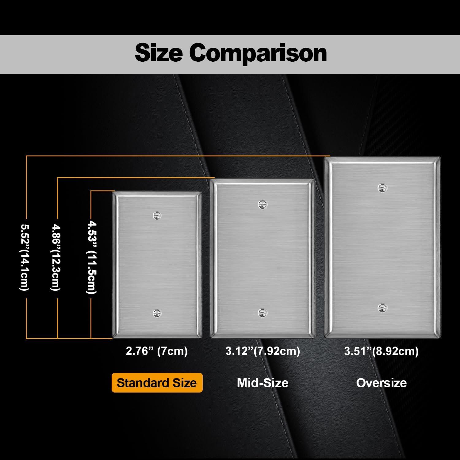 image10 Pack BESTTEN No Device Stainless Steel Wall Plates with hite or Clear Plastic Film Blank Metal Outlet Cover Durable CorrosionResistant Industrial Grade Materials H453 x W2761 Gang 5PK