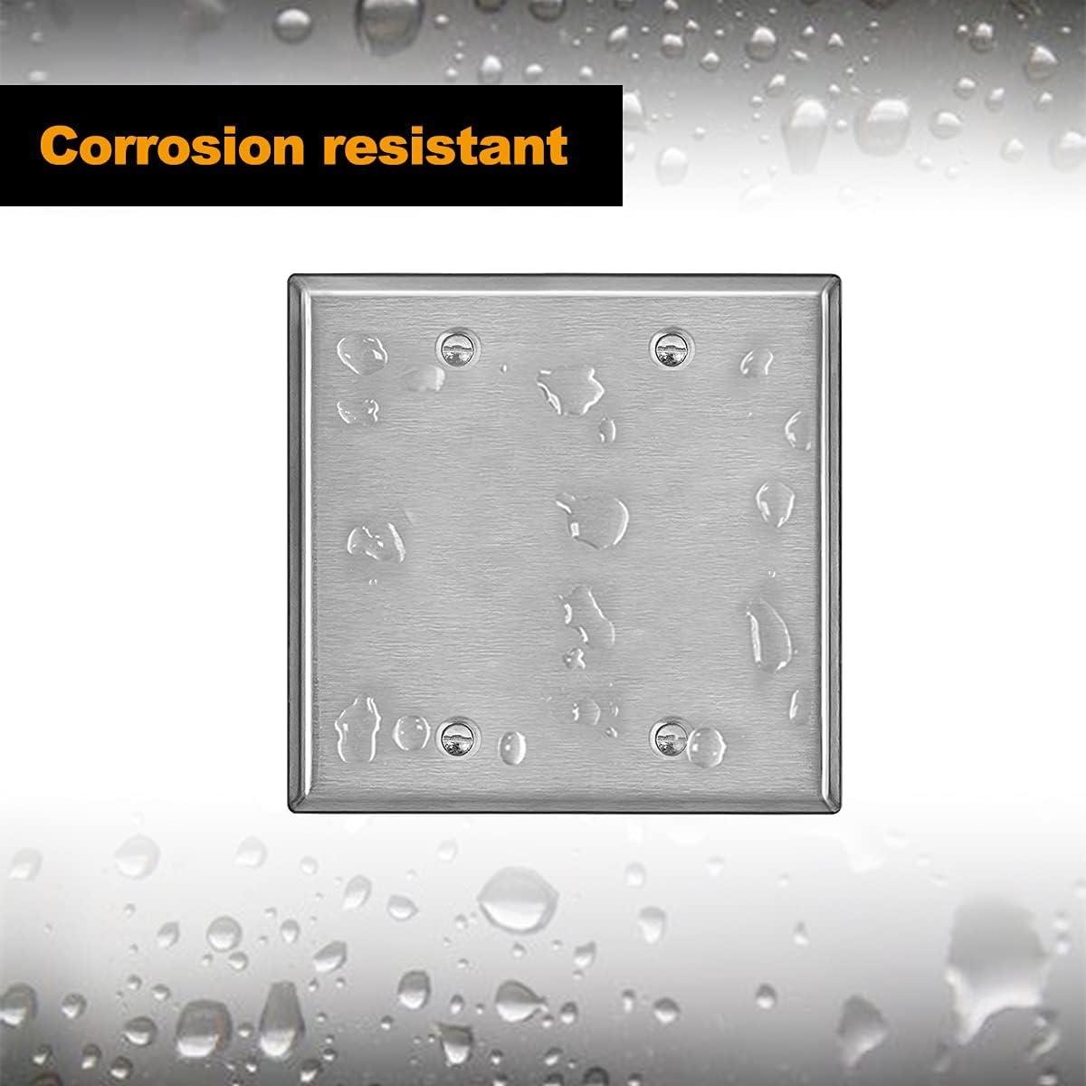 image10 Pack BESTTEN No Device Stainless Steel Wall Plates with hite or Clear Plastic Film Blank Metal Outlet Cover Durable CorrosionResistant Industrial Grade Materials H453 x W2762 Gang 2PK