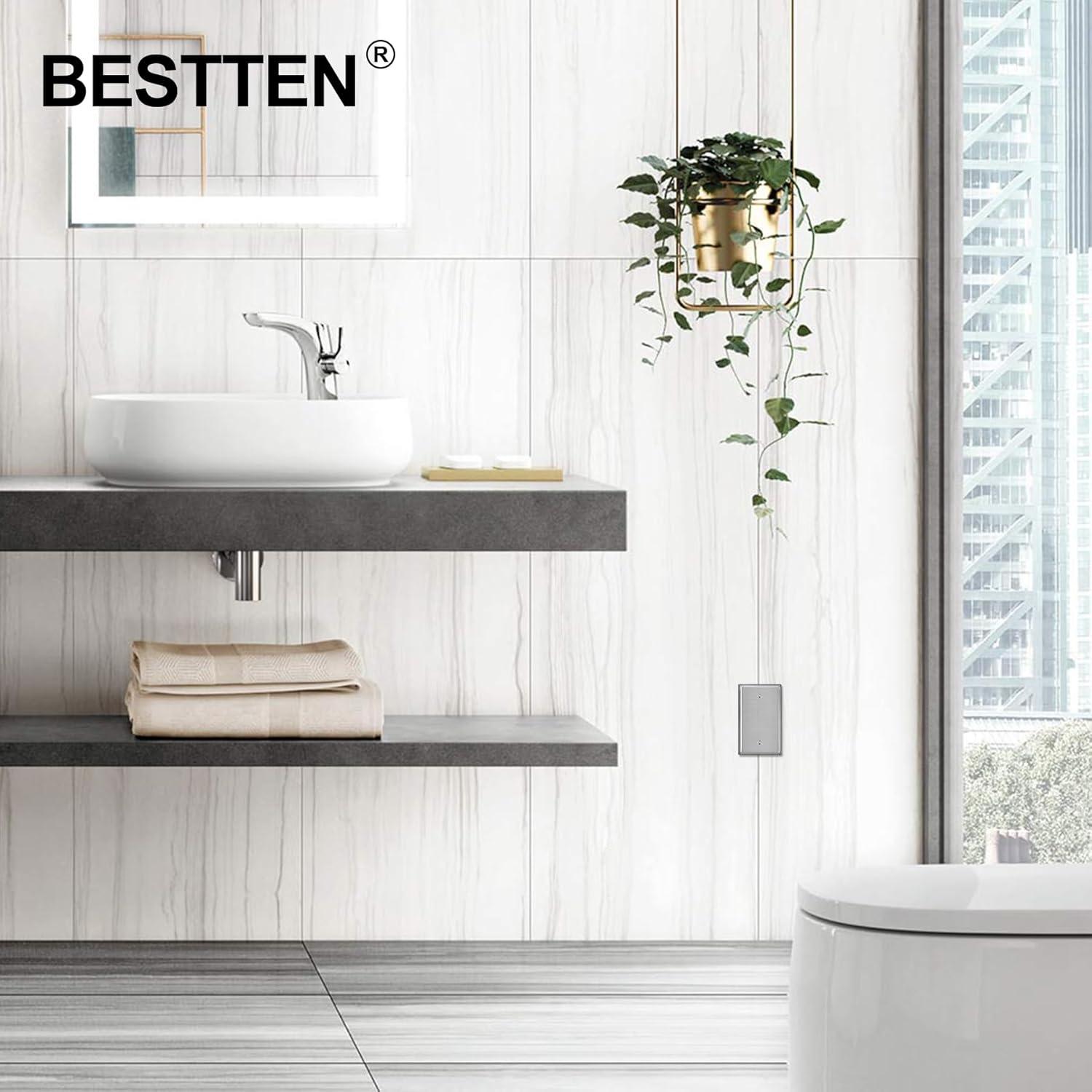 image10 Pack BESTTEN No Device Stainless Steel Wall Plates with hite or Clear Plastic Film Blank Metal Outlet Cover Durable CorrosionResistant Industrial Grade Materials H453 x W2761 Gang 5PK