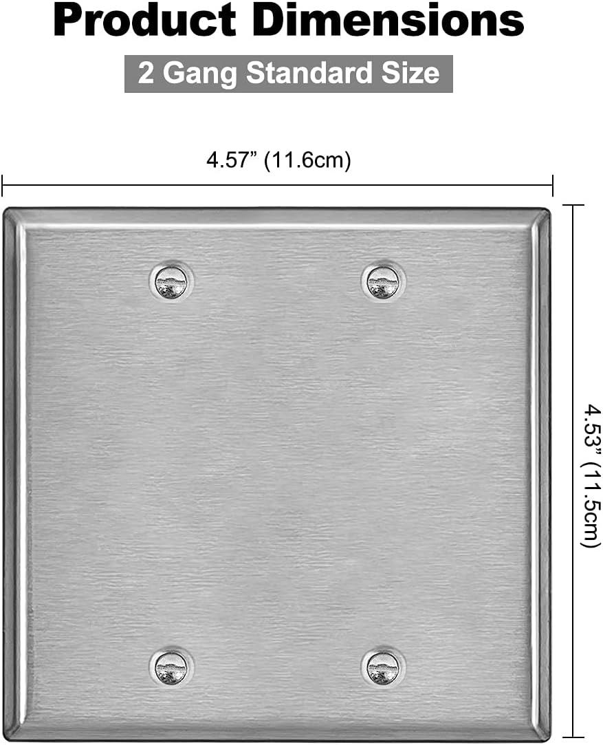 image10 Pack BESTTEN No Device Stainless Steel Wall Plates with hite or Clear Plastic Film Blank Metal Outlet Cover Durable CorrosionResistant Industrial Grade Materials H453 x W2762 Gang 5PK