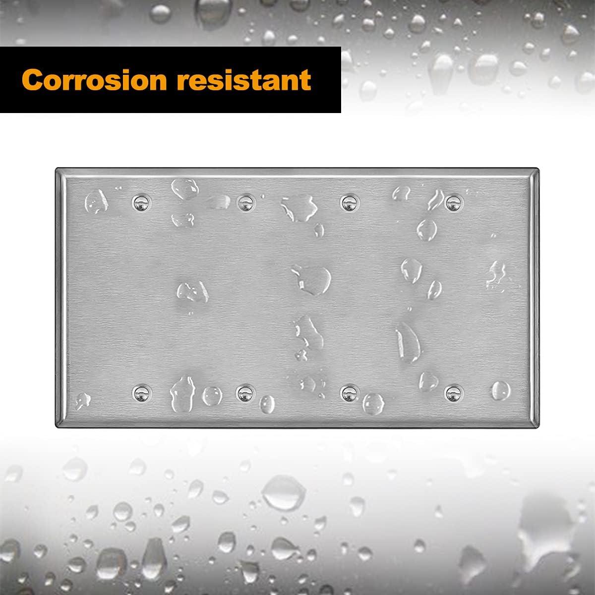 image10 Pack BESTTEN No Device Stainless Steel Wall Plates with hite or Clear Plastic Film Blank Metal Outlet Cover Durable CorrosionResistant Industrial Grade Materials H453 x W2764 Gang 1PK