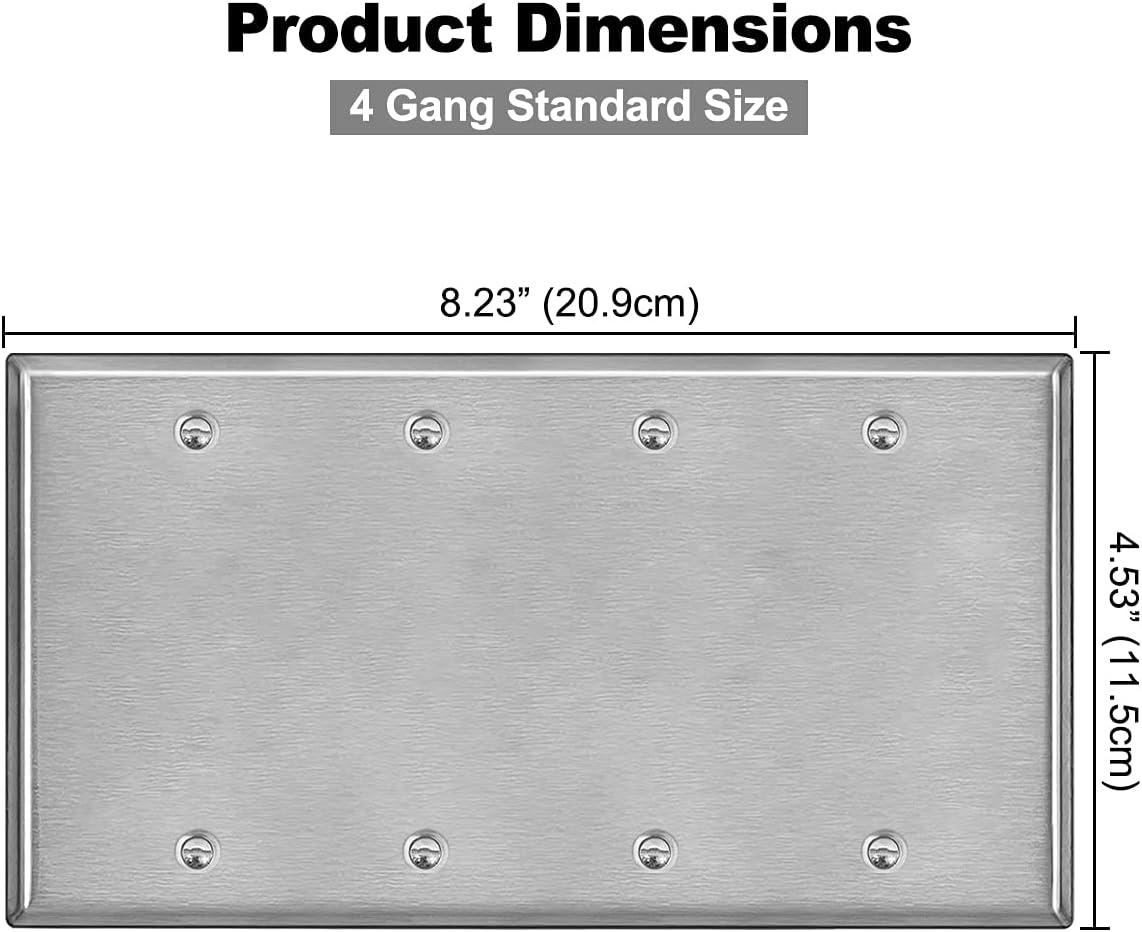 image10 Pack BESTTEN No Device Stainless Steel Wall Plates with hite or Clear Plastic Film Blank Metal Outlet Cover Durable CorrosionResistant Industrial Grade Materials H453 x W2764 Gang 2PK