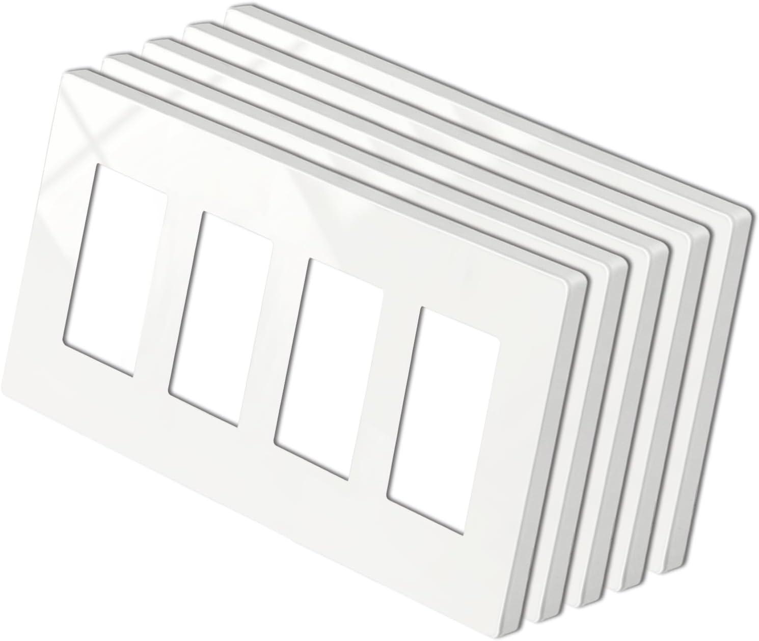 image100 Pack BESTTEN 1Gang Screwless Wall Plate Decorator Outlet Cover USWP4 Glossy White Faceplate for Light Switch Dimmer USB GFCI ReceptacleGloss Off White
