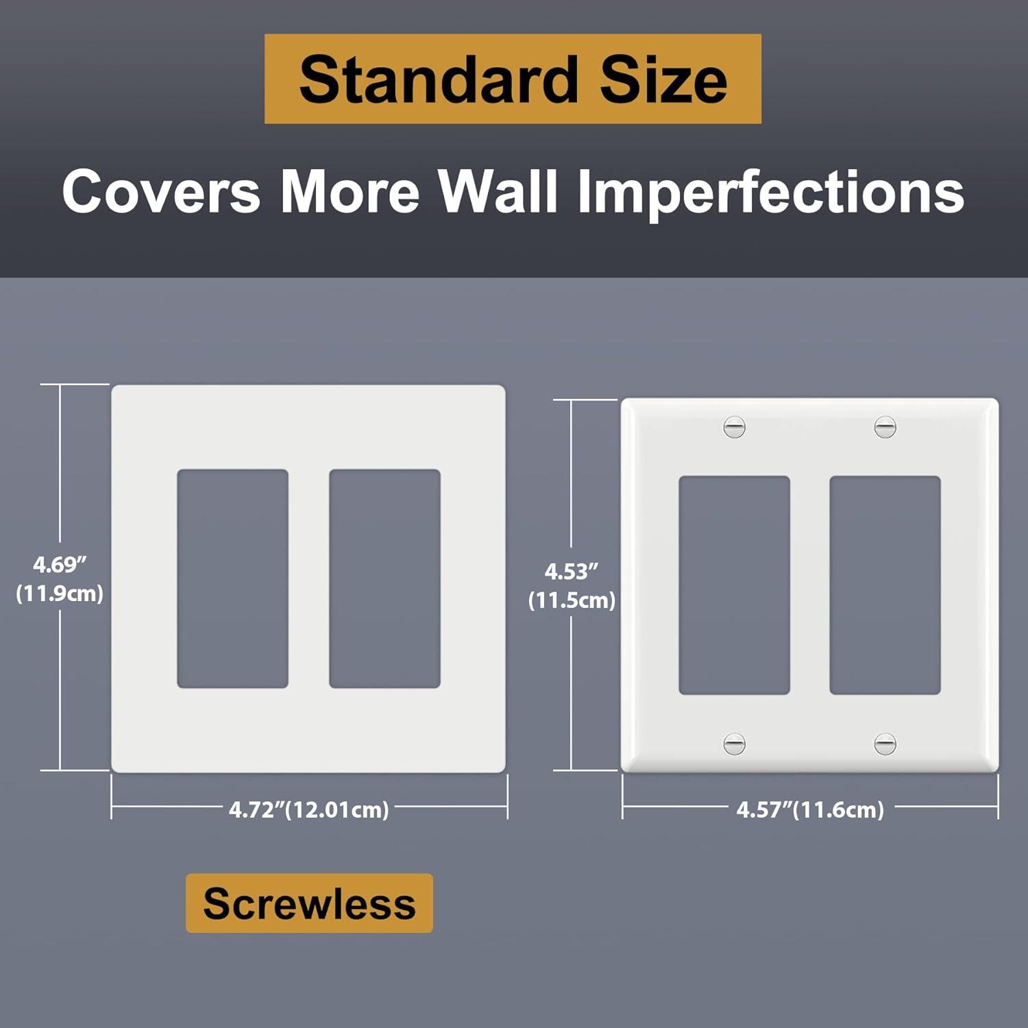 image100 Pack BESTTEN 1Gang Screwless Wall Plate Decorator Outlet Cover USWP4 Glossy White Faceplate for Light Switch Dimmer USB GFCI ReceptacleMatte Off White