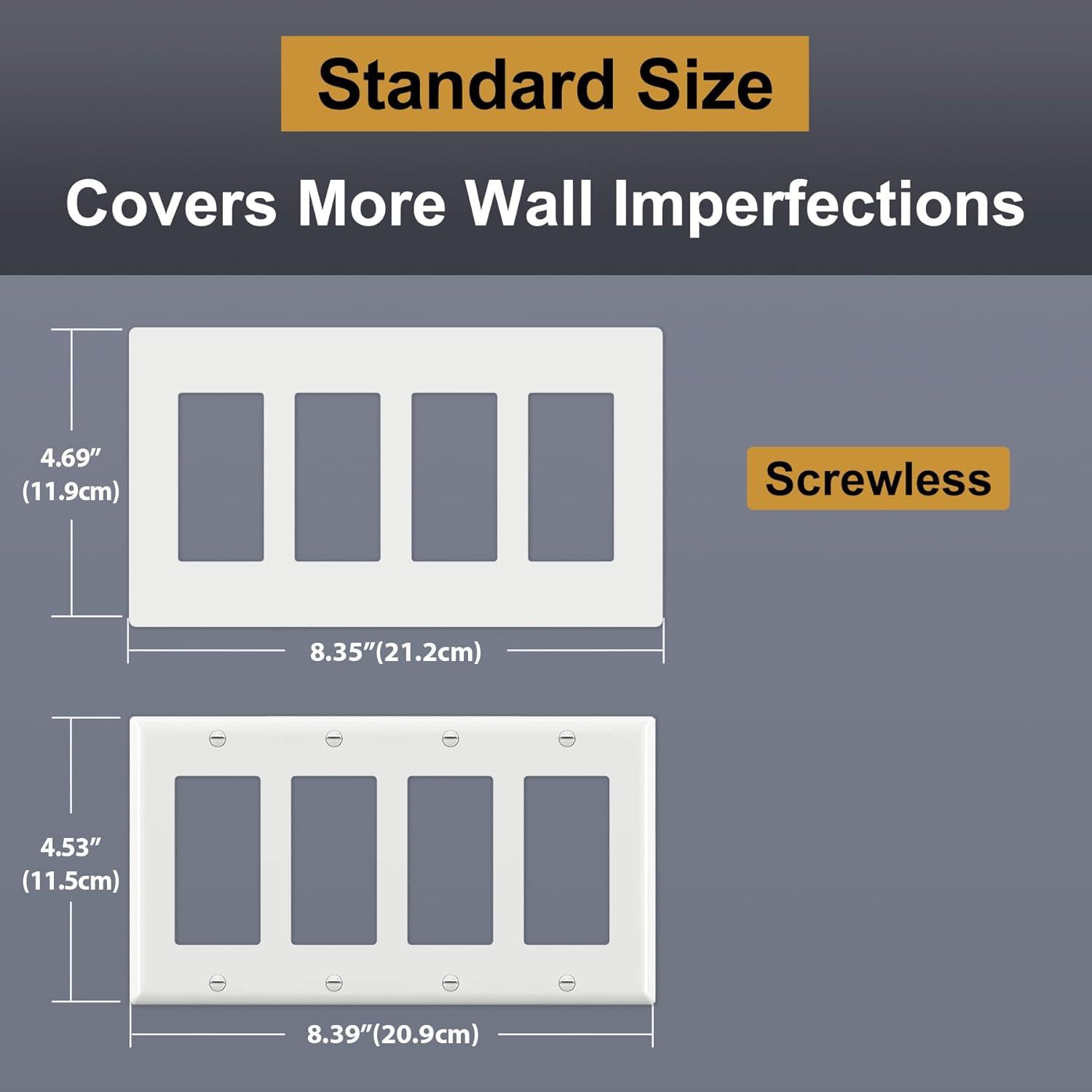 image100 Pack BESTTEN 1Gang Screwless Wall Plate Decorator Outlet Cover USWP4 Glossy White Faceplate for Light Switch Dimmer USB GFCI ReceptacleMatte Off White