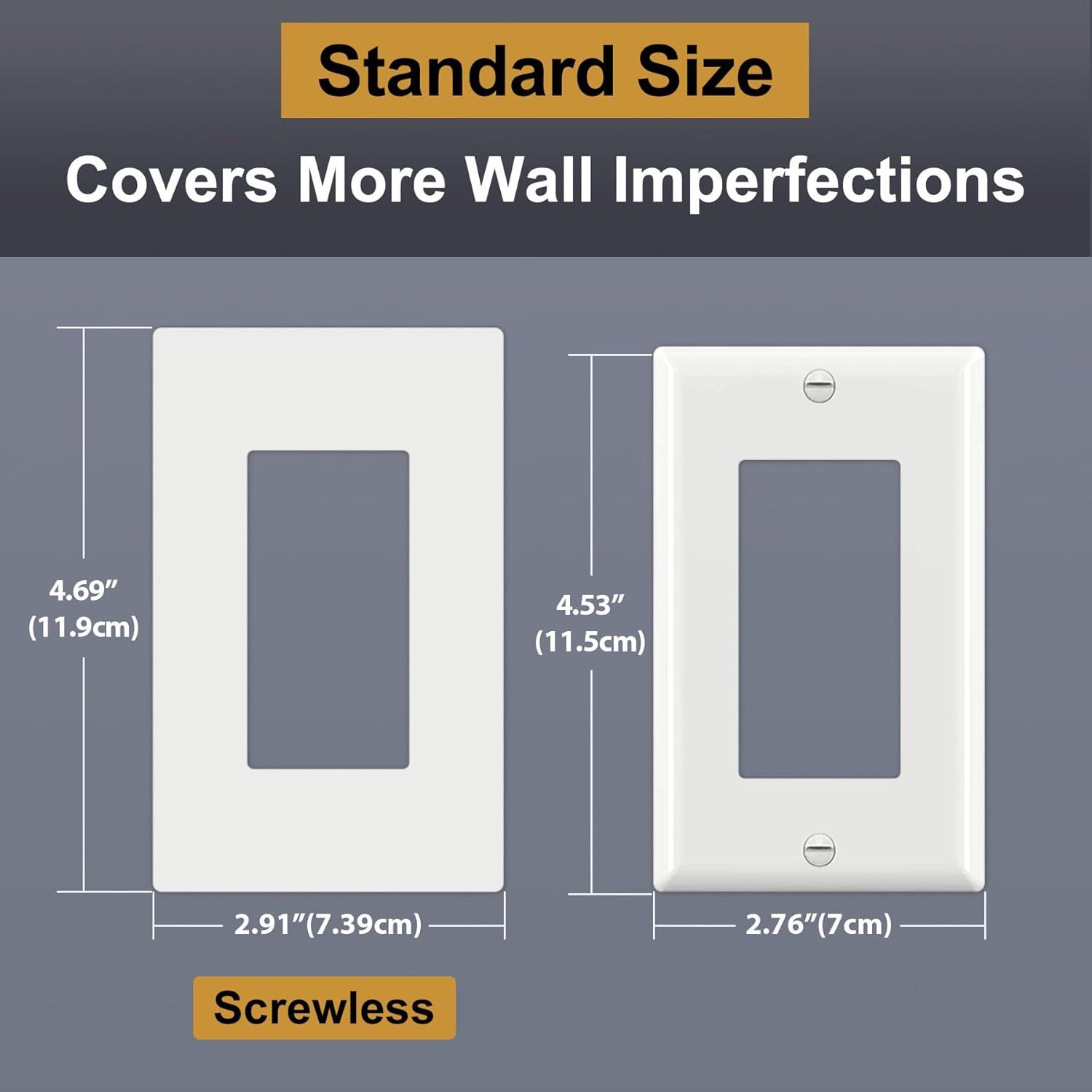 image100 Pack BESTTEN 1Gang Screwless Wall Plate Decorator Outlet Cover USWP4 Glossy White Faceplate for Light Switch Dimmer USB GFCI ReceptacleMatte Off White