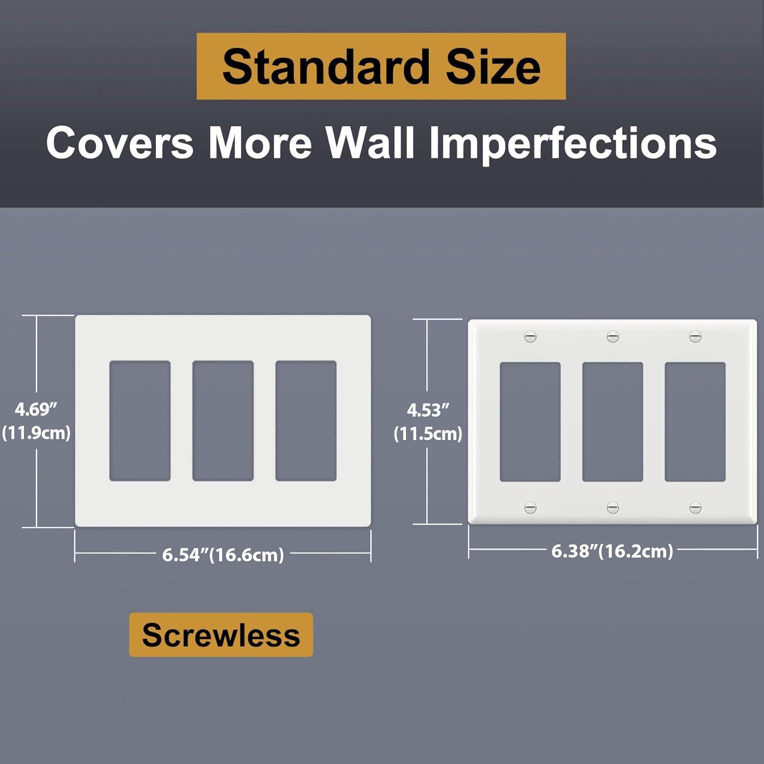 image100 Pack BESTTEN 1Gang Screwless Wall Plate Decorator Outlet Cover USWP4 Glossy White Faceplate for Light Switch Dimmer USB GFCI ReceptacleMatte Off White