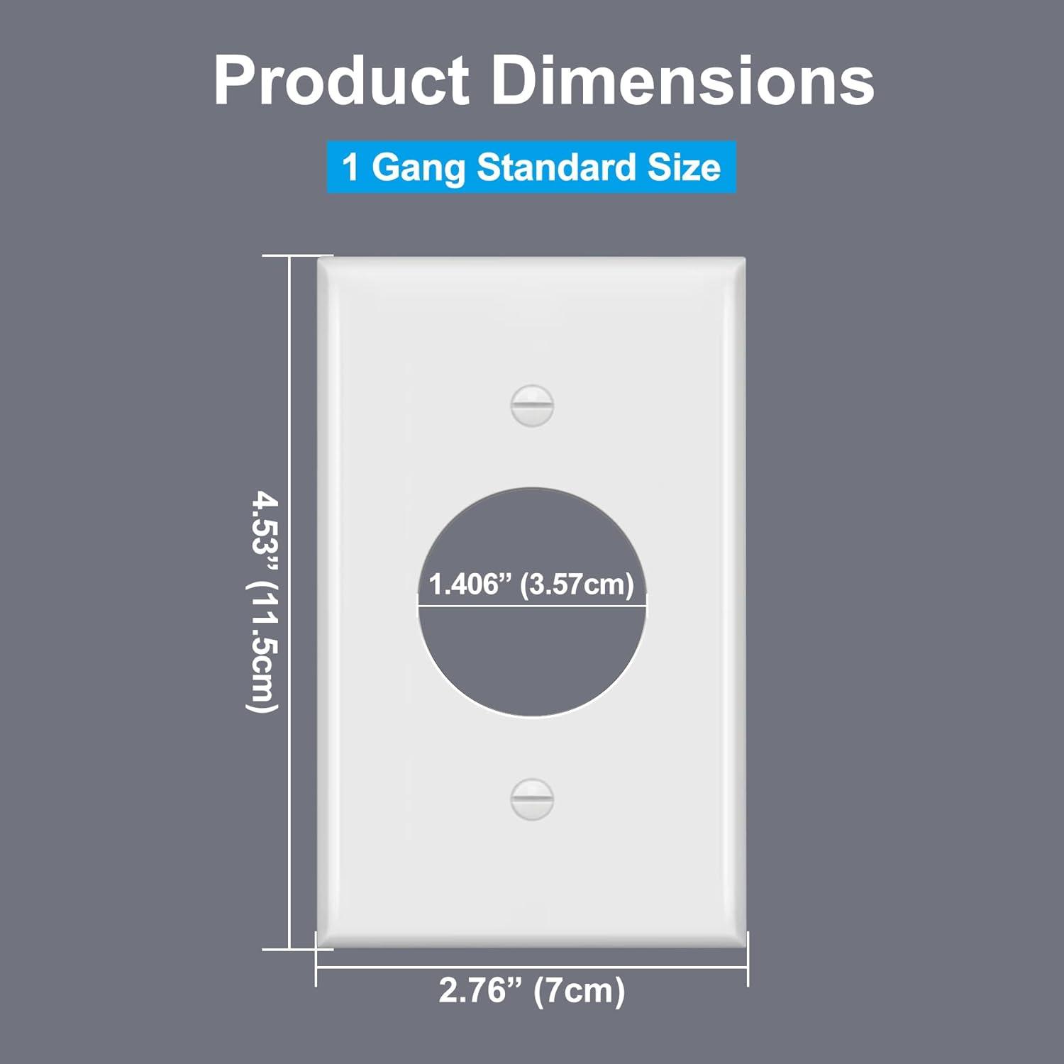 image2 Pack BESTTEN 1Gang 1406Inch Hole Metal Wall Plate with hite or Clear Plastic Film for Single Receptacle AntiCorrosion Stainless Steel Outlet Cover Standard SizeWhite