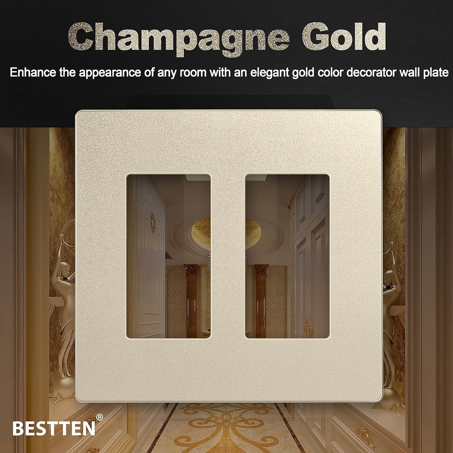 image2Gang Champagne Gold Screwless Wall Plate
