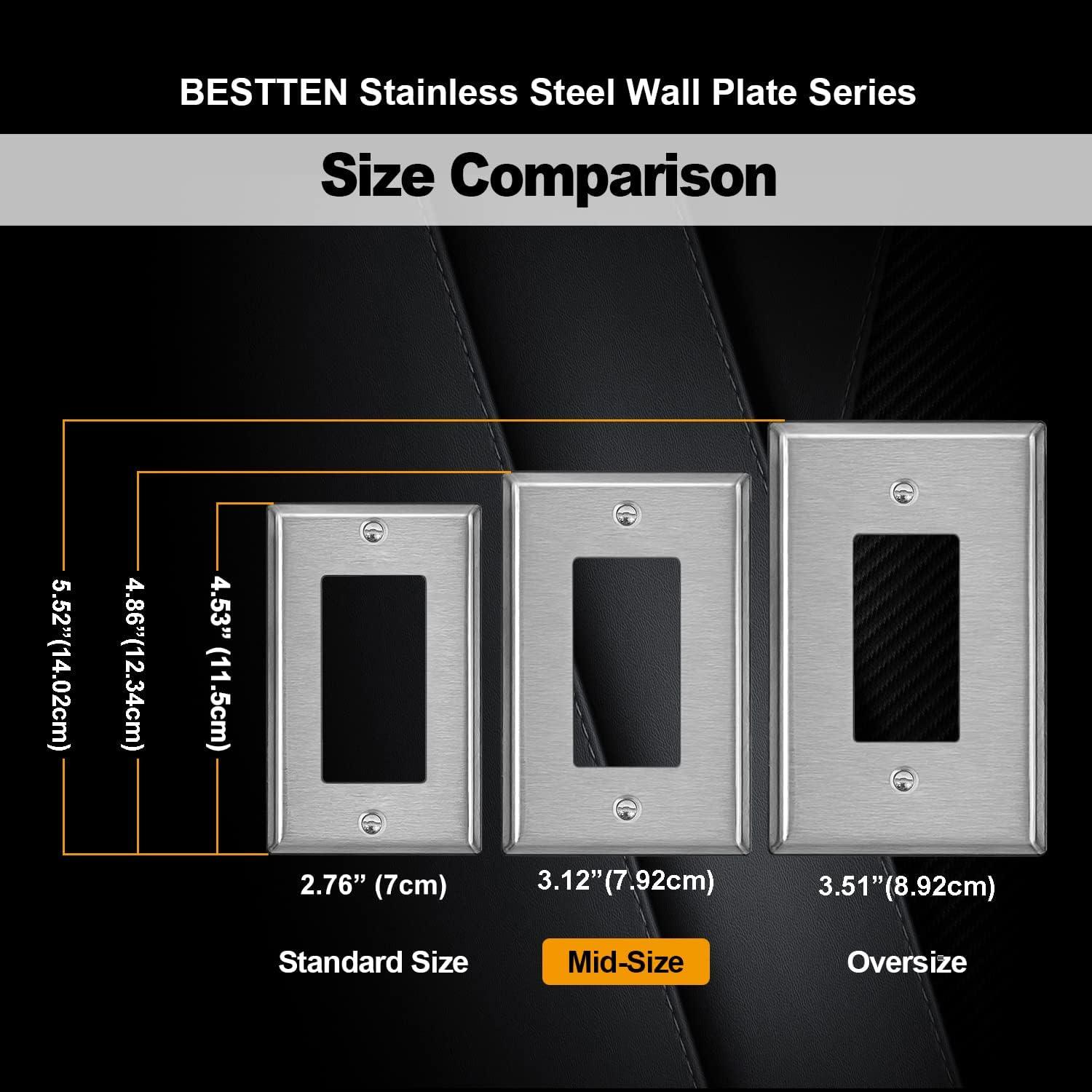image5 Pack BESTTEN 1Gang Midsize Blank Metal Wall Plate Midway No Device Metal Outlet Cover Durable Corrosion Resistant H486 x W312 Brushed Finish Silver10