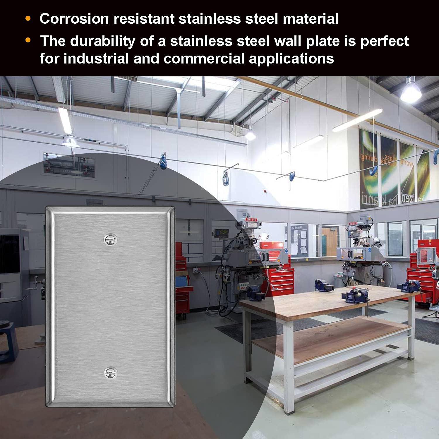 image5 Pack BESTTEN 1Gang Midsize Blank Metal Wall Plate Midway No Device Metal Outlet Cover Durable Corrosion Resistant H486 x W312 Brushed Finish Silver5