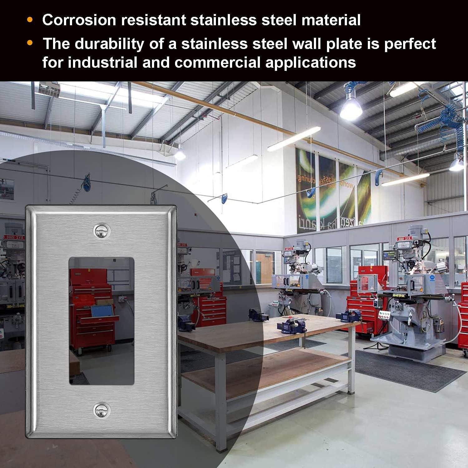 image5 Pack BESTTEN 1Gang Midsize Blank Metal Wall Plate Midway No Device Metal Outlet Cover Durable Corrosion Resistant H486 x W312 Brushed Finish Silver5