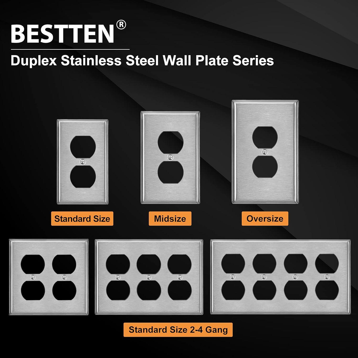 image5 Pack BESTTEN 1Gang Midsize Blank Metal Wall Plate Midway No Device Metal Outlet Cover Durable Corrosion Resistant H486 x W312 Brushed Finish Silver6