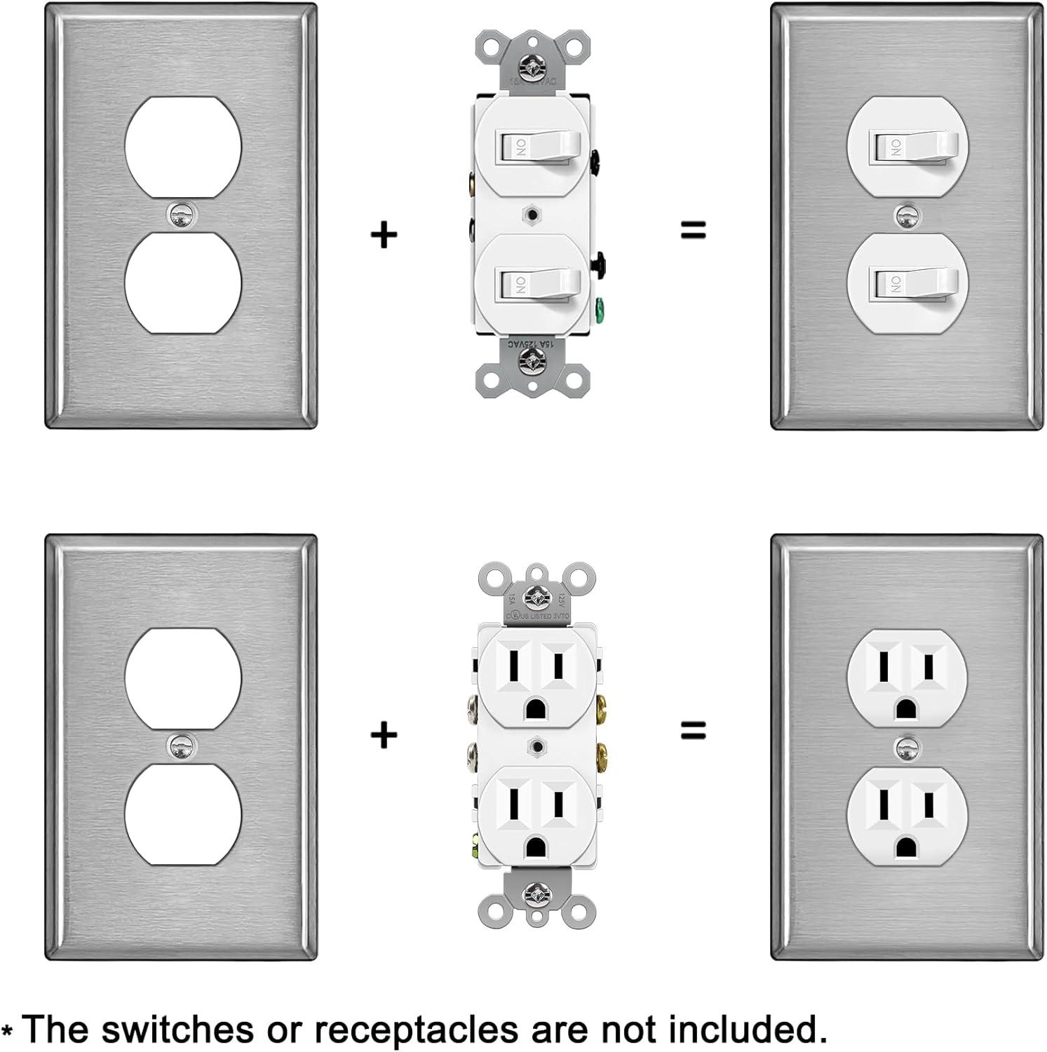 image5 Pack BESTTEN 1Gang Midsize Blank Metal Wall Plate Midway No Device Metal Outlet Cover Durable Corrosion Resistant H486 x W312 Brushed Finish Silver6