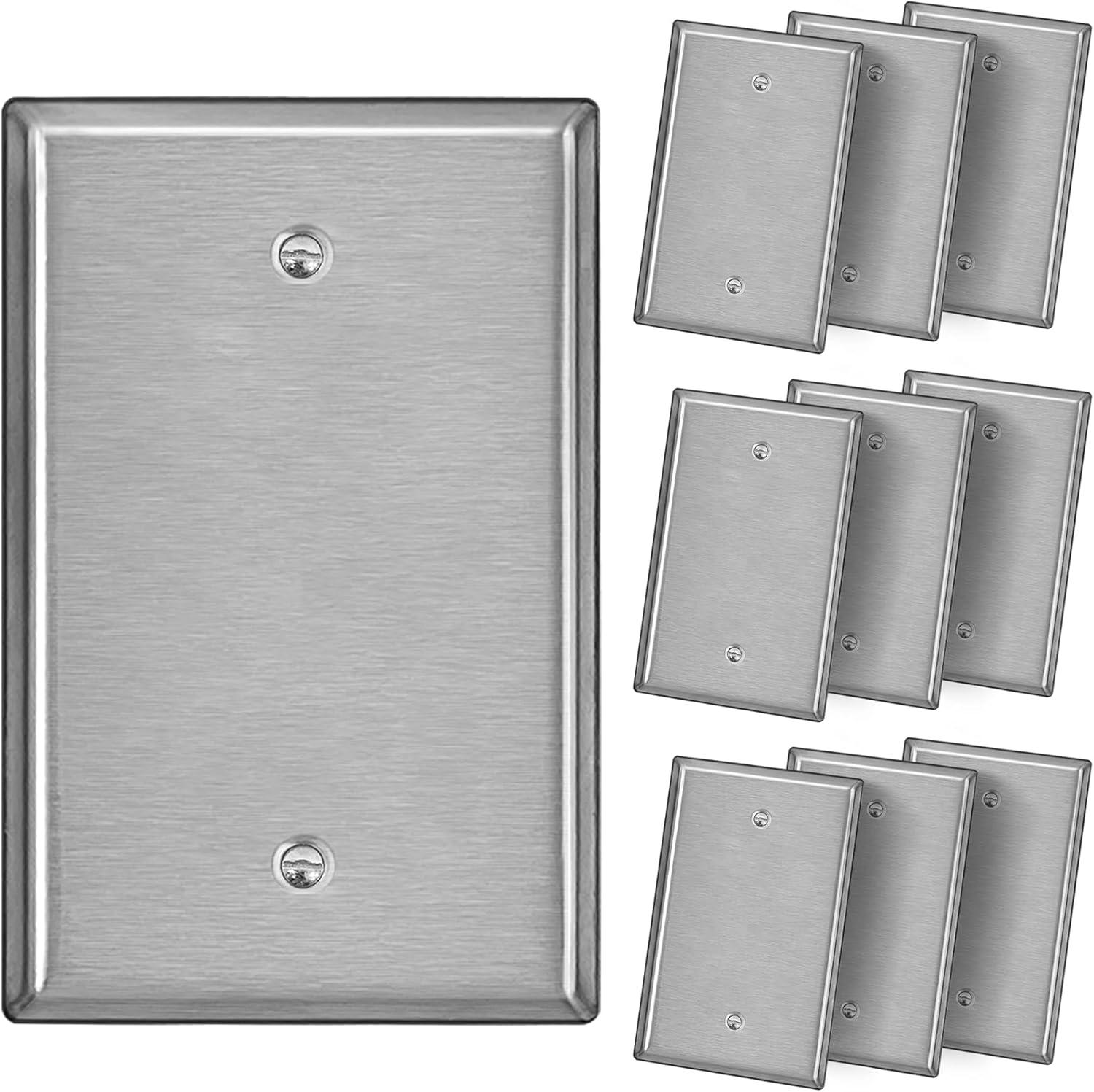 image5 Pack BESTTEN 1Gang OverSize Duplex Metal Wall Plate with Protective Film Jumbo Receptacle Outlet Cover CorrosionResistant Stainless Steel Wall Plate Brushed Finish Silver10