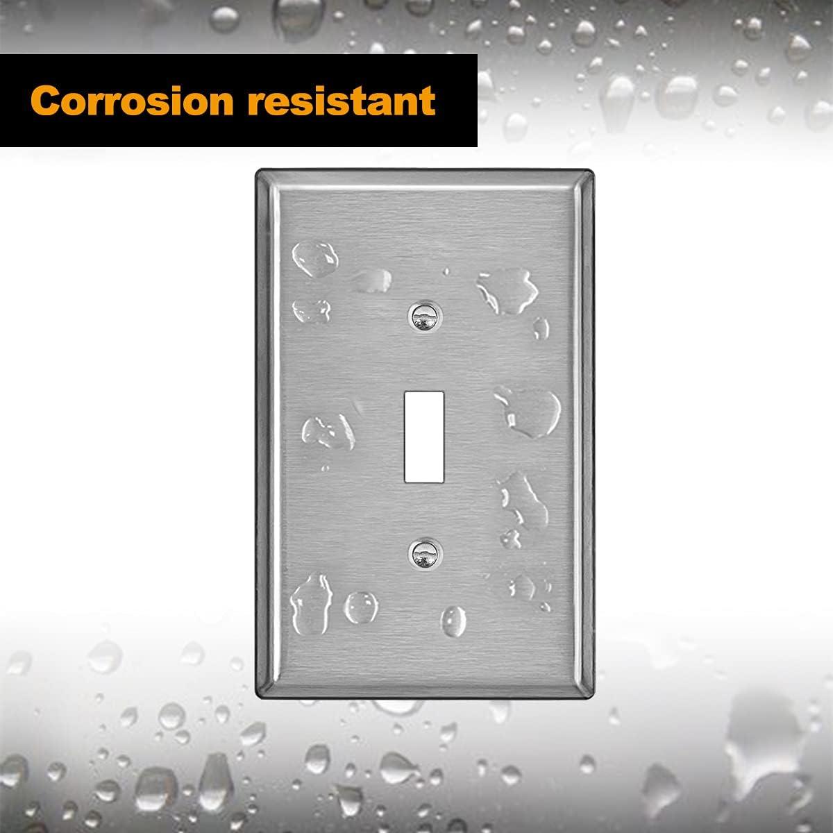 image5 Pack BESTTEN 1Gang OverSize Duplex Metal Wall Plate with Protective Film Jumbo Receptacle Outlet Cover CorrosionResistant Stainless Steel Wall Plate Brushed Finish Silver5