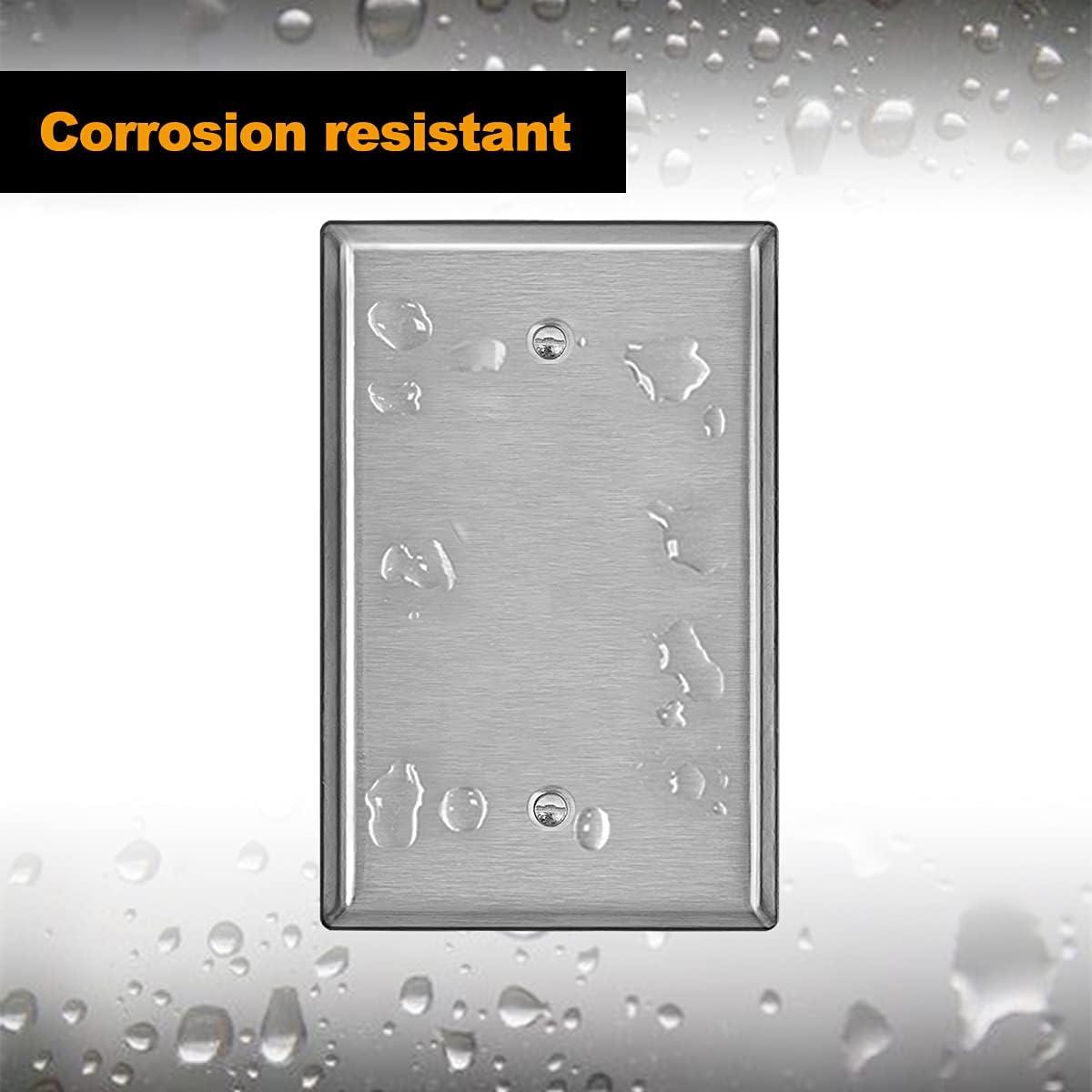 image5 Pack BESTTEN 1Gang OverSize Duplex Metal Wall Plate with Protective Film Jumbo Receptacle Outlet Cover CorrosionResistant Stainless Steel Wall Plate Brushed Finish Silver10