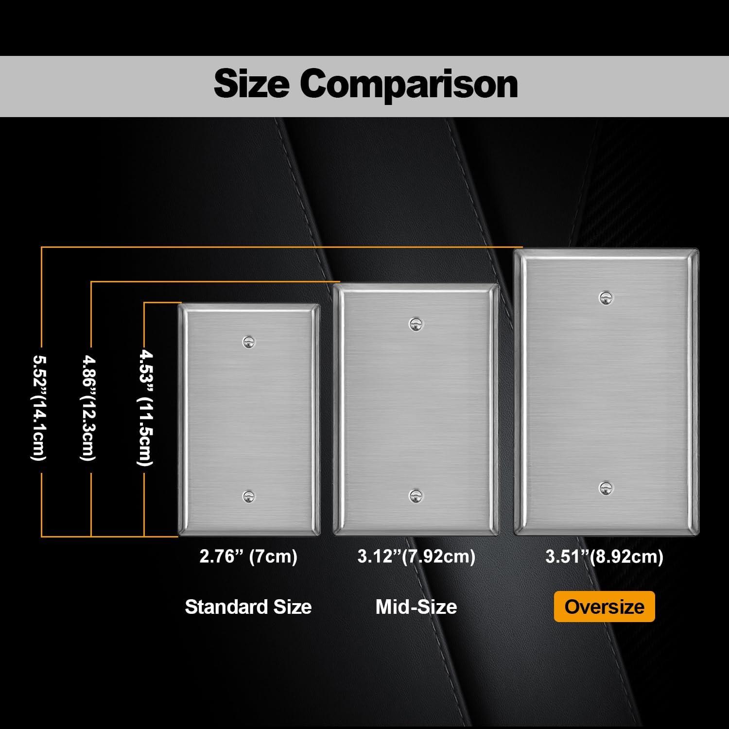 image5 Pack BESTTEN 1Gang OverSize Duplex Metal Wall Plate with Protective Film Jumbo Receptacle Outlet Cover CorrosionResistant Stainless Steel Wall Plate Brushed Finish Silver10
