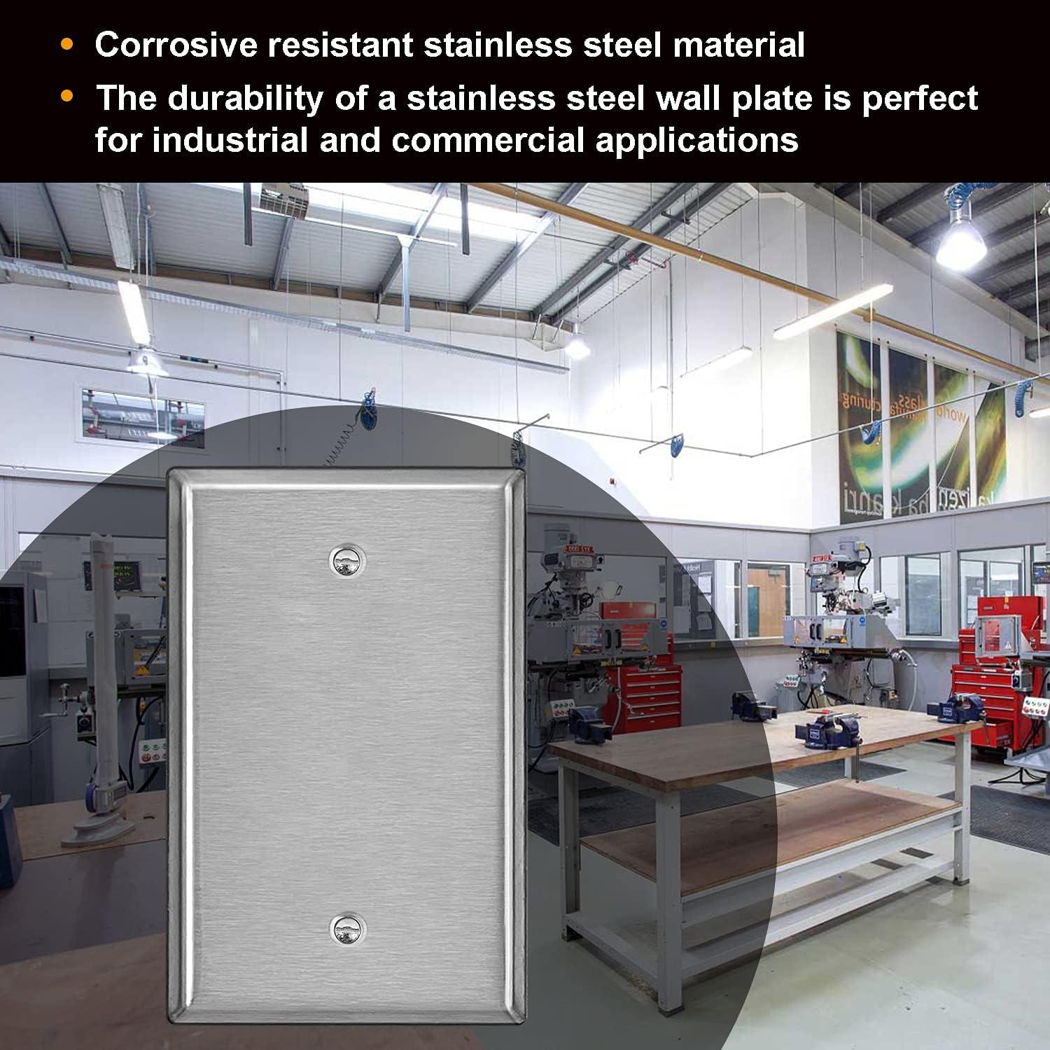 image5 Pack BESTTEN 1Gang OverSize Duplex Metal Wall Plate with Protective Film Jumbo Receptacle Outlet Cover CorrosionResistant Stainless Steel Wall Plate Brushed Finish Silver5