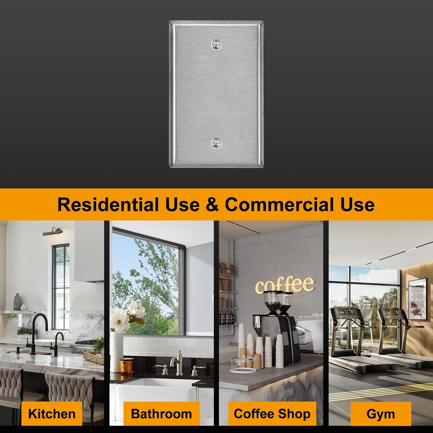 image5 Pack BESTTEN 1Gang OverSize Duplex Metal Wall Plate with Protective Film Jumbo Receptacle Outlet Cover CorrosionResistant Stainless Steel Wall Plate Brushed Finish Silver10