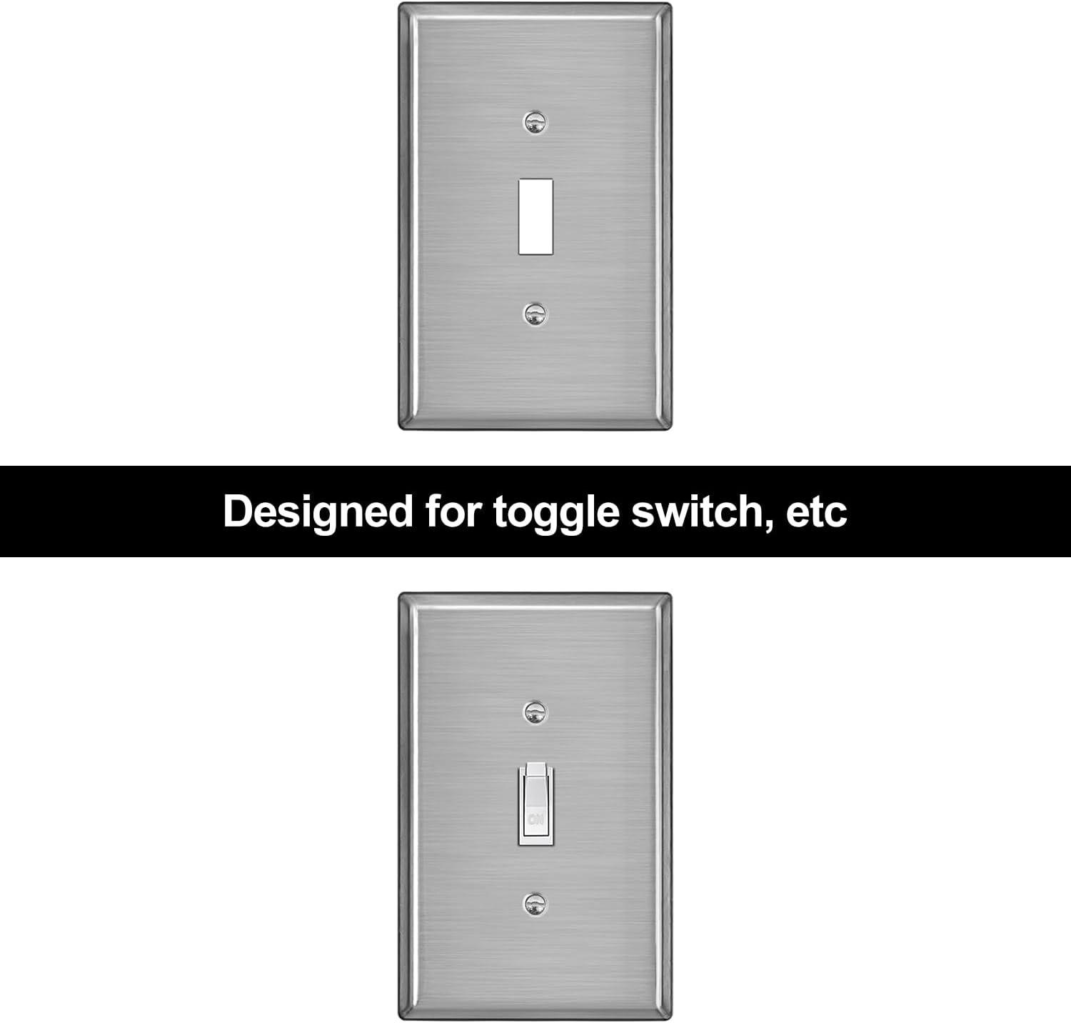 image5 Pack BESTTEN 1Gang OverSize Duplex Metal Wall Plate with Protective Film Jumbo Receptacle Outlet Cover CorrosionResistant Stainless Steel Wall Plate Brushed Finish Silver5