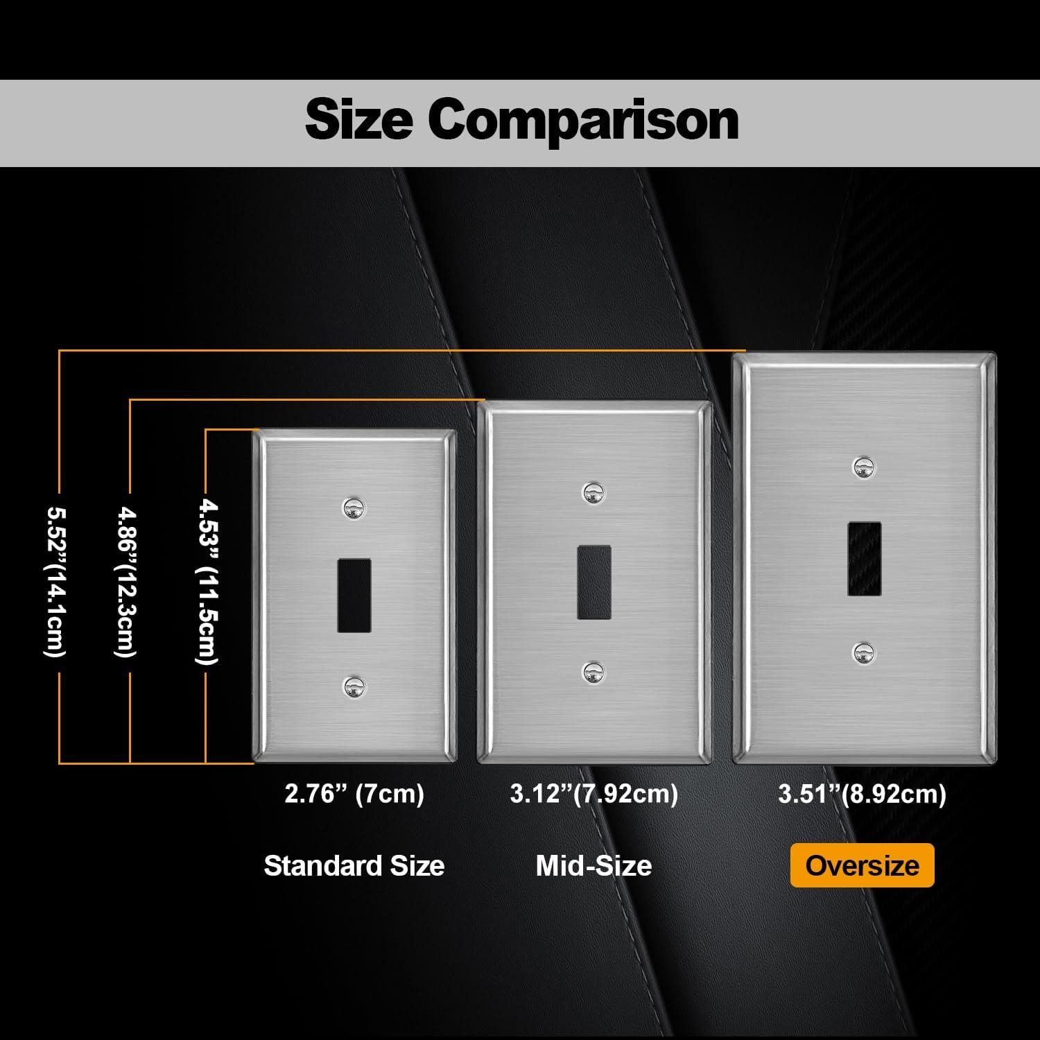 image5 Pack BESTTEN 1Gang OverSize Duplex Metal Wall Plate with Protective Film Jumbo Receptacle Outlet Cover CorrosionResistant Stainless Steel Wall Plate Brushed Finish Silver5