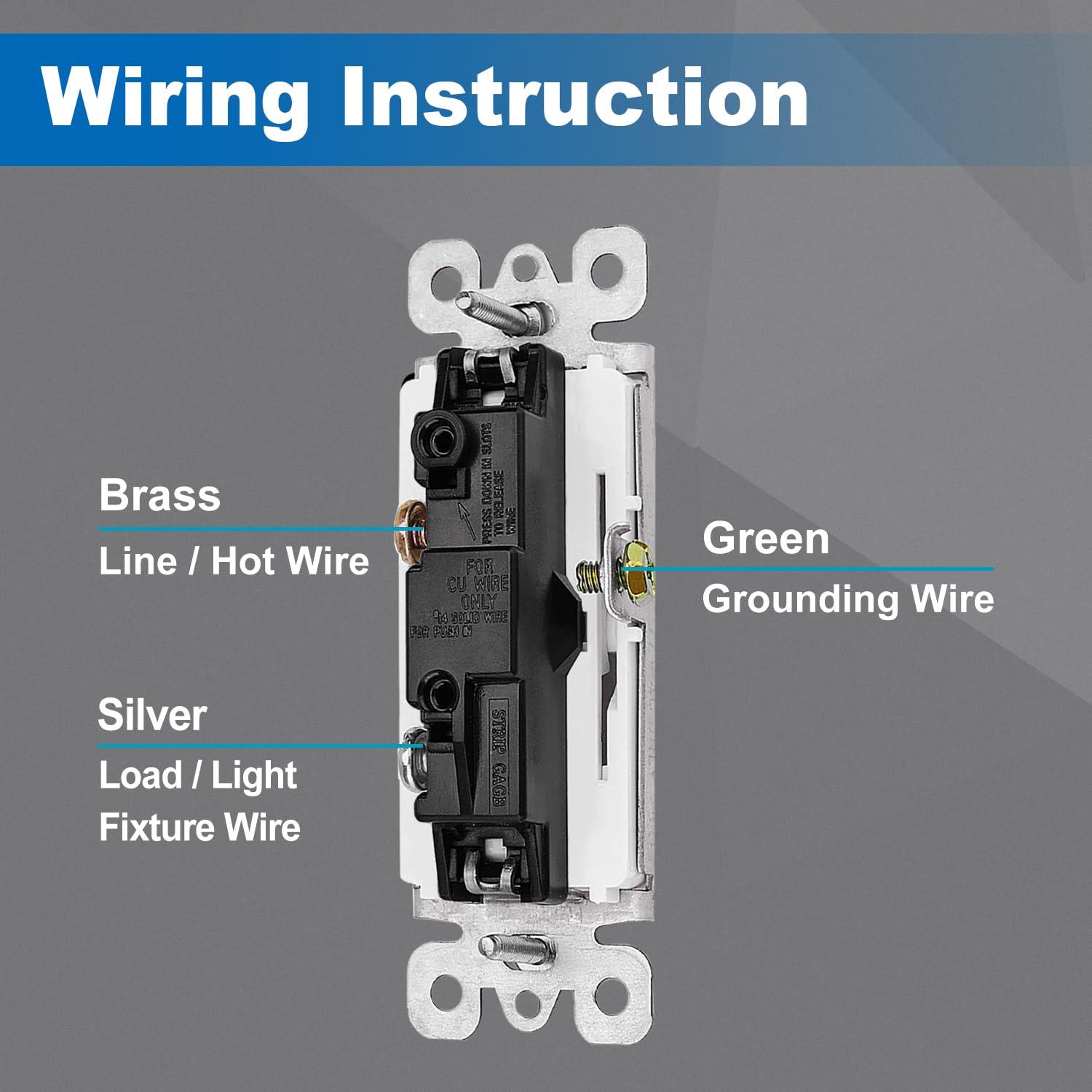 image50 Pack BESTTEN Single Pole Decorator Wall Light Switch with Wallplate 15A 120277V OnOff Rocker Paddle Interrupter UL Listed WhiteSingle Pole