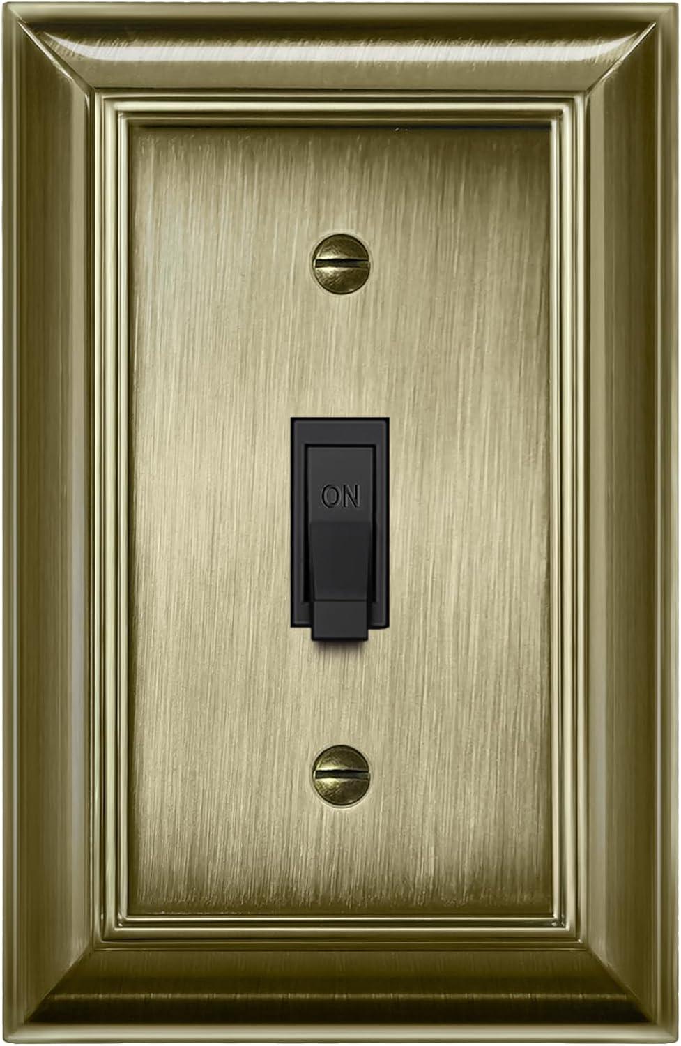 imageBESTTEN 1 Gang Toggle Light Switch Cover Plate 4 Pack Zinc Alloy Grand Collection Toggle Switch Wall Plate Oiled Bronze Corrosion ResistantAntique Brass