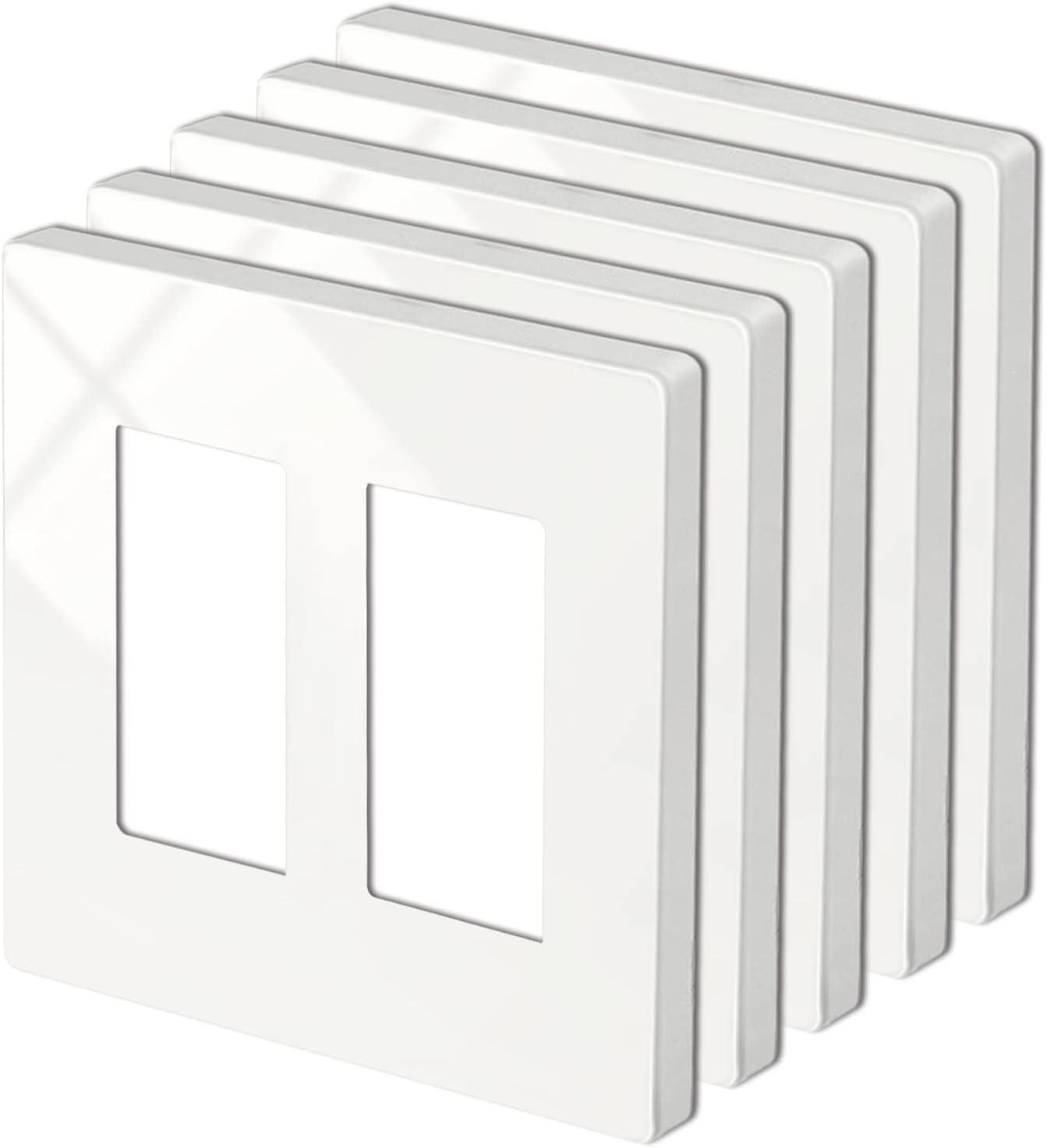 imageBESTTEN 1 Pack 1 Gang Screwless Decorative Wall Plate USWP4 Glossy Off White Decorator Outlet Cover for Light Switch Dimmer GFCI USB Receptacle H469 x W291Standard Size Off White