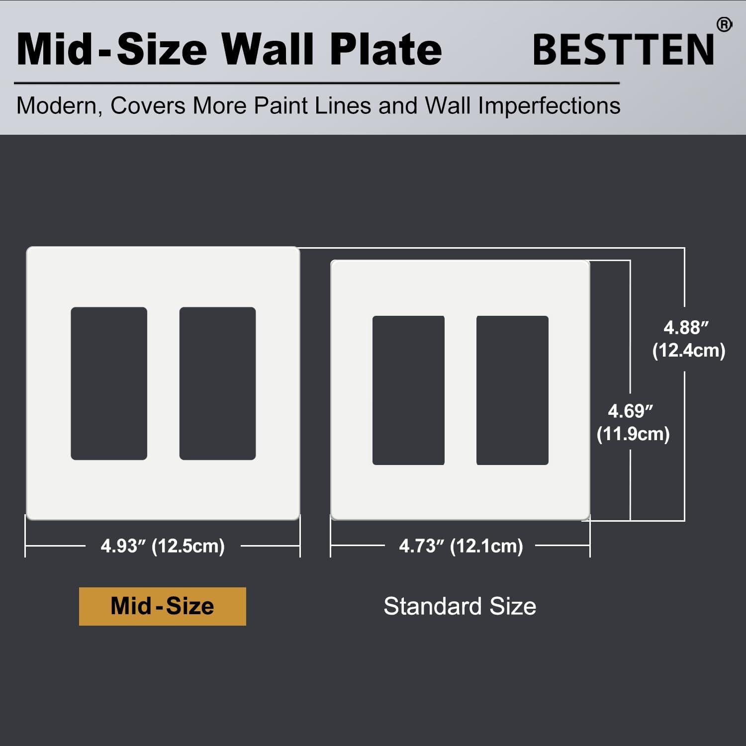 imageBESTTEN 1 Pack 1 Gang Screwless Decorative Wall Plate USWP4 Glossy Off White Decorator Outlet Cover for Light Switch Dimmer GFCI USB Receptacle H469 x W291Mid Size Off White