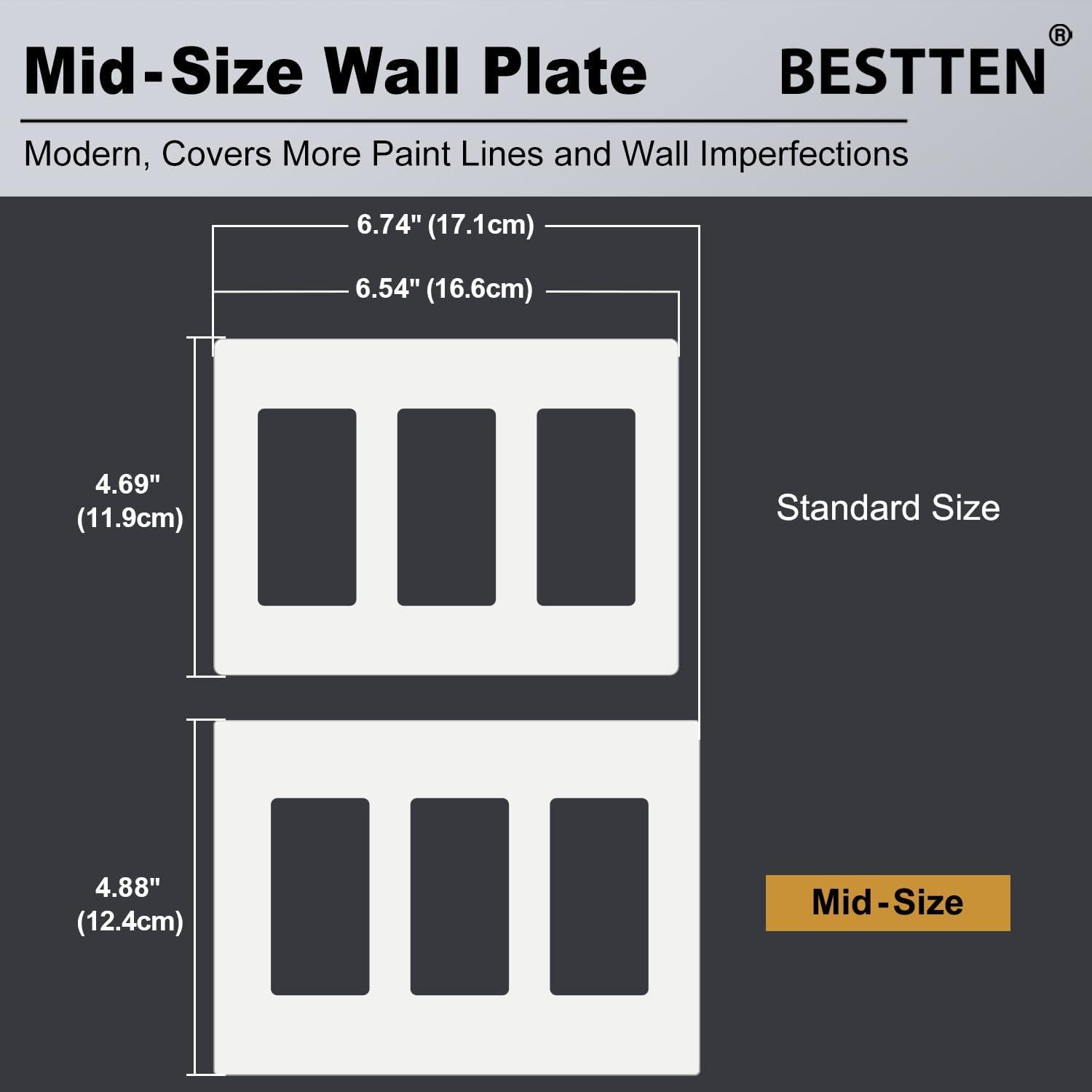 imageBESTTEN 1 Pack 1 Gang Screwless Decorative Wall Plate USWP4 Glossy Off White Decorator Outlet Cover for Light Switch Dimmer GFCI USB Receptacle H469 x W291Mid Size Off White