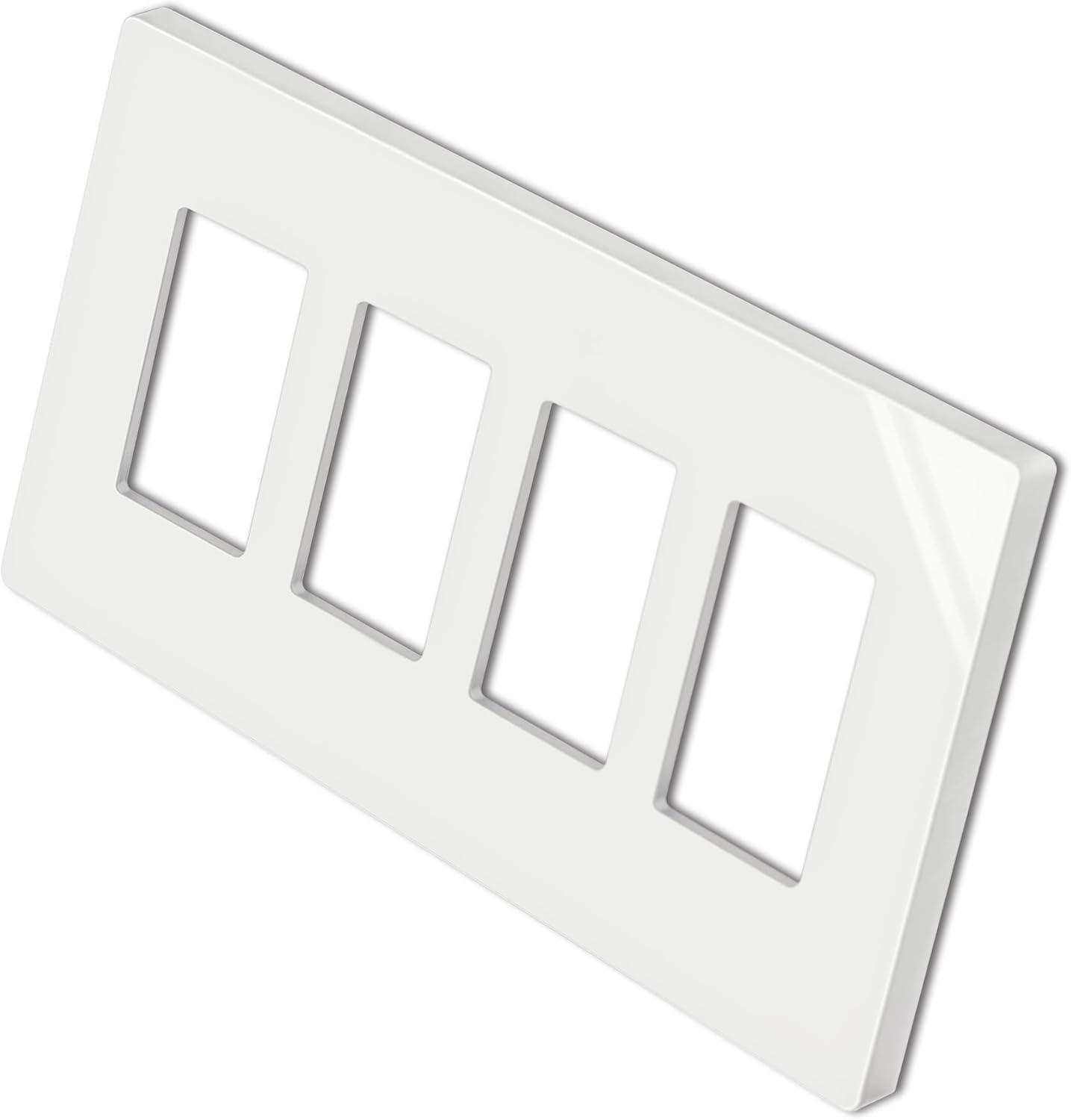 imageBESTTEN 1 Pack 1 Gang Screwless Decorative Wall Plate USWP4 Glossy Off White Decorator Outlet Cover for Light Switch Dimmer GFCI USB Receptacle H469 x W291Mid Size Off White