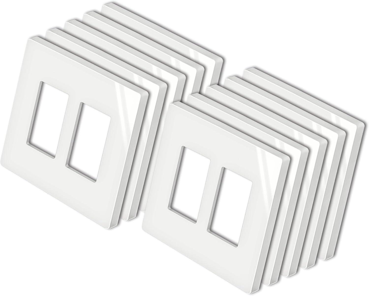 imageBESTTEN 1 Pack 1 Gang Screwless Decorative Wall Plate USWP4 Glossy Off White Decorator Outlet Cover for Light Switch Dimmer GFCI USB Receptacle H469 x W291Mid Size Off White