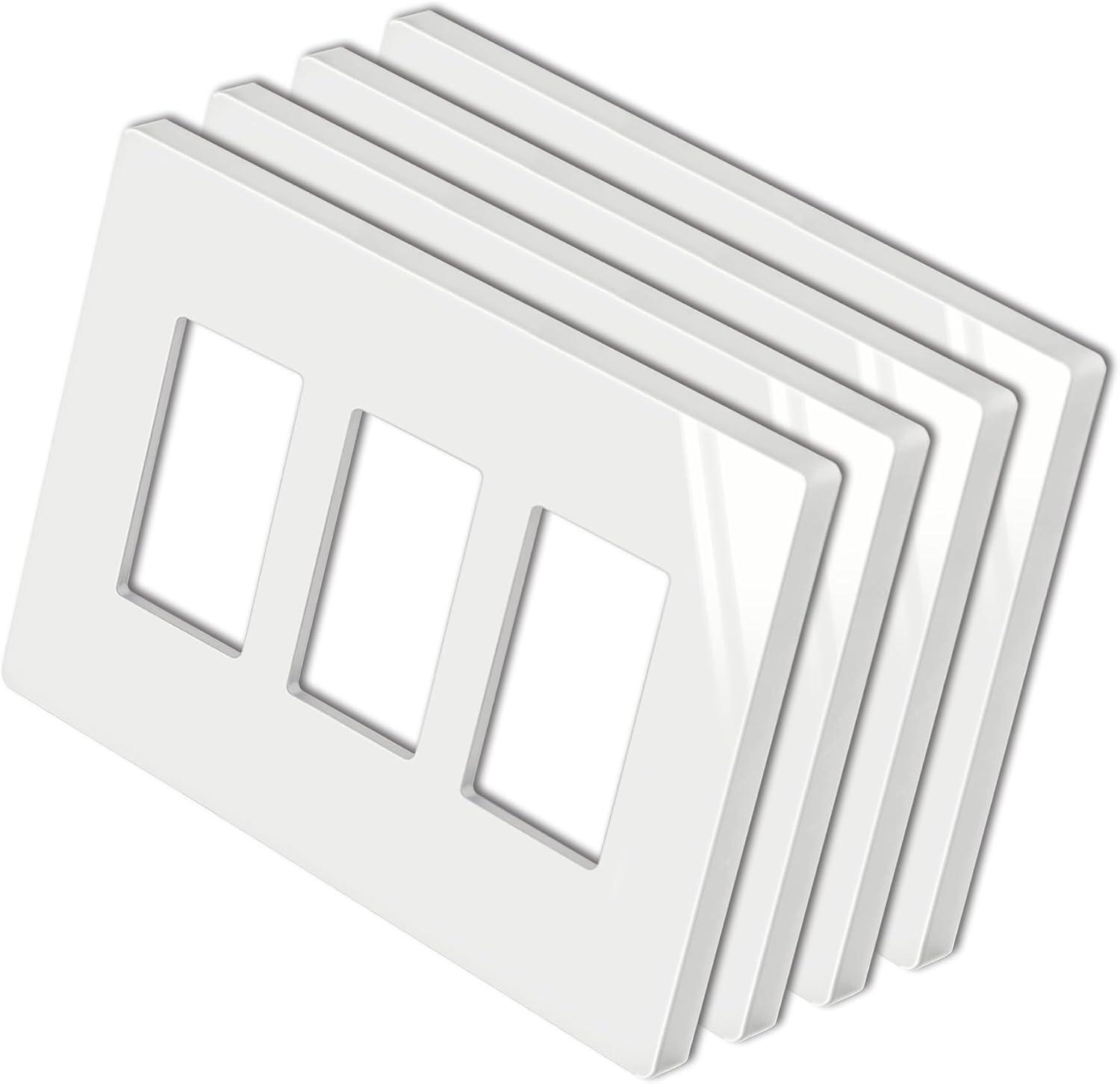 imageBESTTEN 1 Pack 1 Gang Screwless Decorative Wall Plate USWP4 Glossy Off White Decorator Outlet Cover for Light Switch Dimmer GFCI USB Receptacle H469 x W291Mid Size Off White