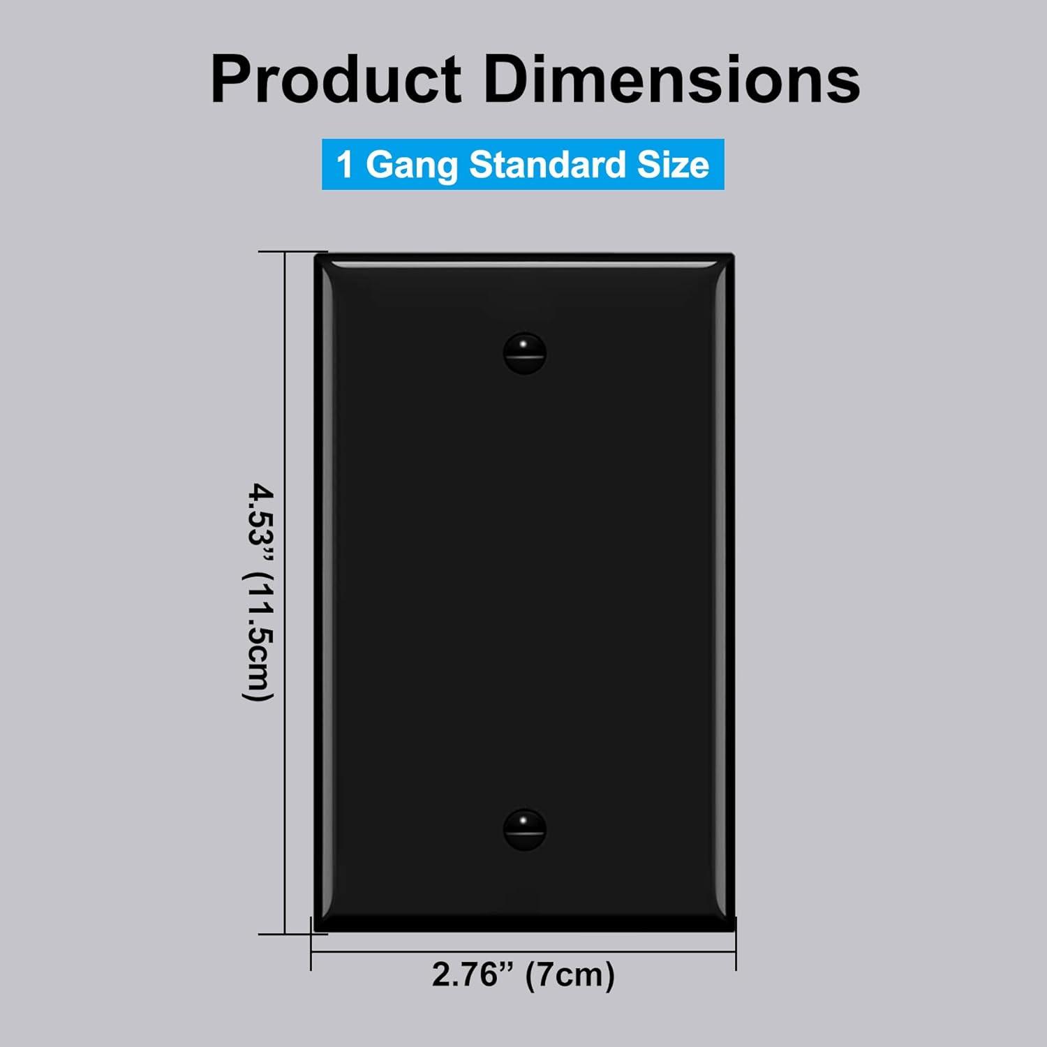 imageBESTTEN 10 Pack 1Gang No Device Blank Wall Plate Standard Size H453 x W276 Unbreakable Polycarbonate Thermoplastic Outlet Cover UL Listed WhiteGloss Black