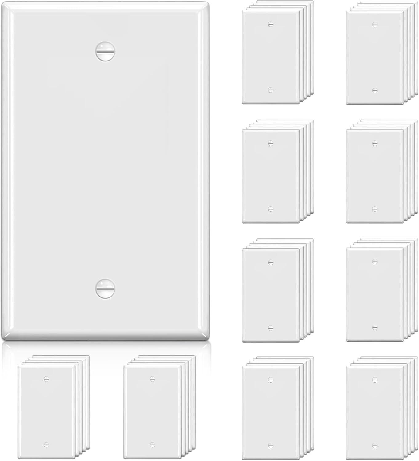 imageBESTTEN 10 Pack 1Gang No Device Blank Wall Plate Standard Size H453 x W276 Unbreakable Polycarbonate Thermoplastic Outlet Cover UL Listed WhiteGloss White