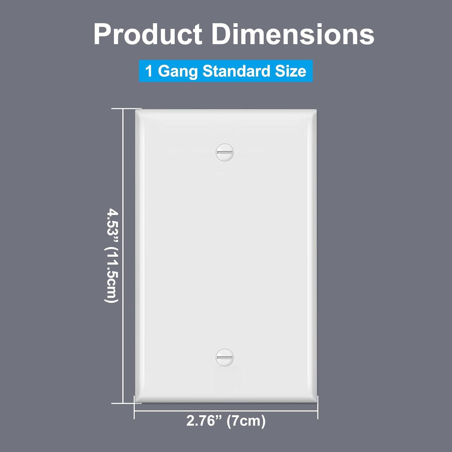 imageBESTTEN 10 Pack 1Gang No Device Blank Wall Plate Standard Size H453 x W276 Unbreakable Polycarbonate Thermoplastic Outlet Cover UL Listed WhiteGloss White