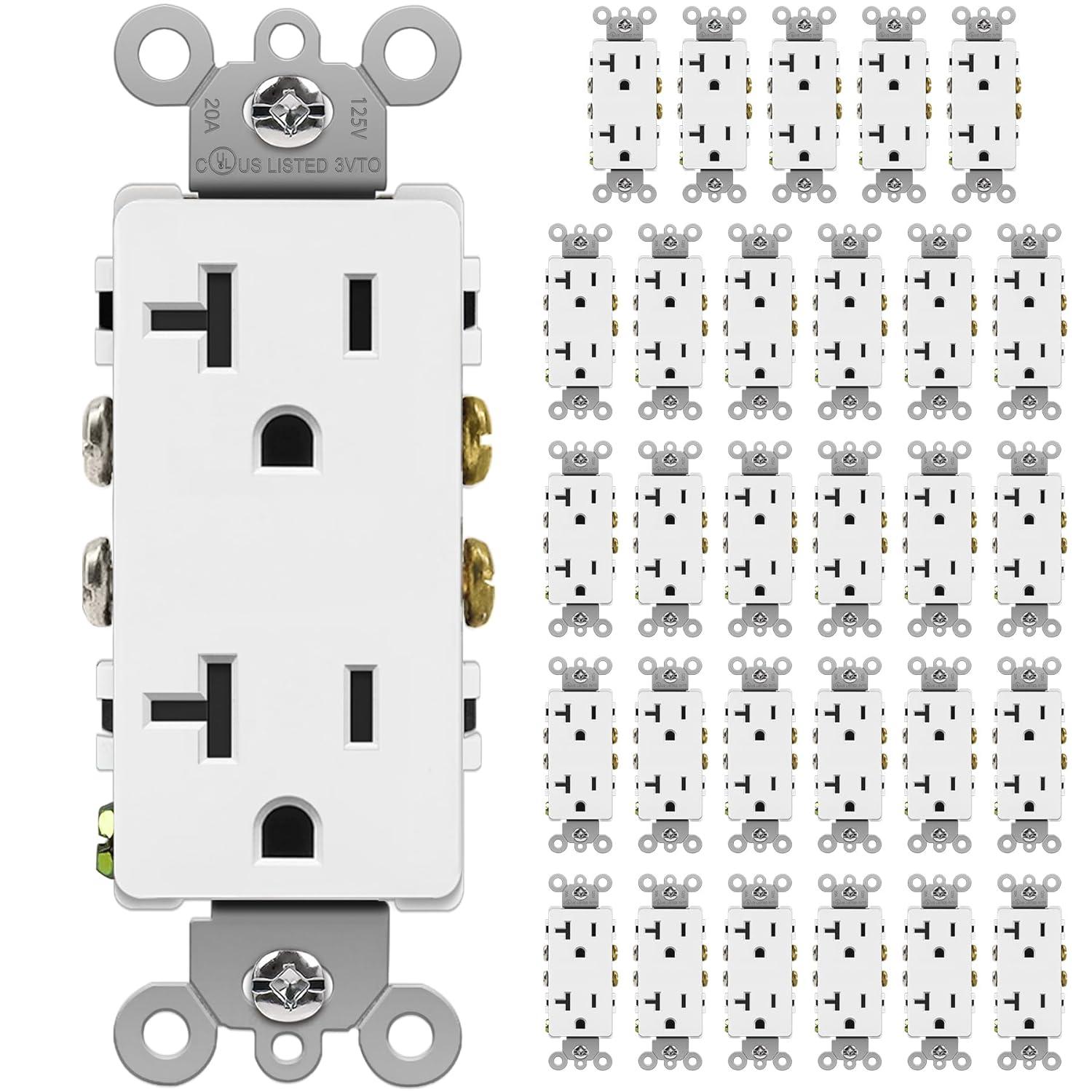 imageBESTTEN 15 Amp Decor Electrical Wall Outlet Receptacle NonTamperResistant 15A125V1875W for Residential and Commercial Use UL Listed 10 Pack White20 Amp
