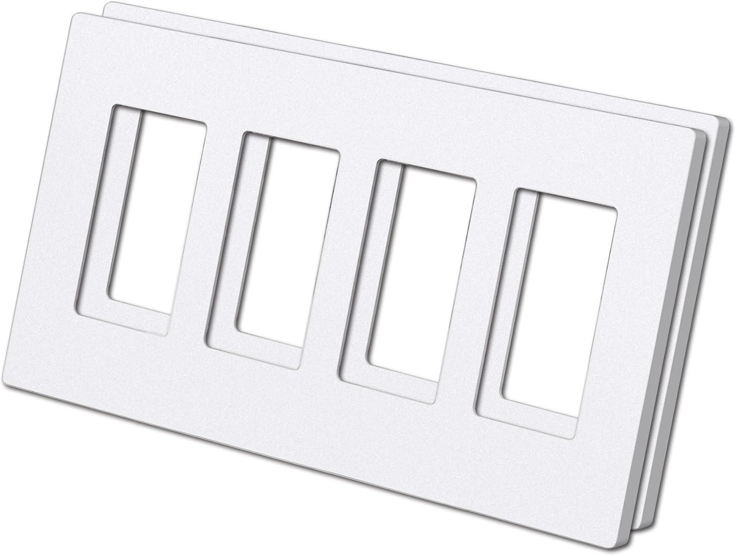 imageBESTTEN 2 Pack 3Gang Silver Screwless Wall Plate Decorator Switch Plate Outlet Cover Signature Collection USWP8 Series H469 x W654 for Dimmer ReceptacleMatte Snow White