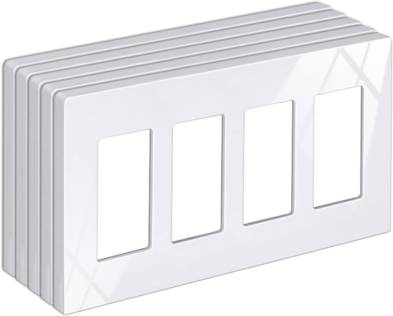 imageBESTTEN 2 Pack 3Gang Silver Screwless Wall Plate Decorator Switch Plate Outlet Cover Signature Collection USWP8 Series H469 x W654 for Dimmer ReceptacleGloss Snow White