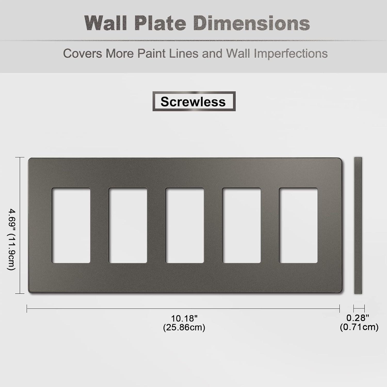 imageBESTTEN 2 Pack 3Gang Silver Screwless Wall Plate Decorator Switch Plate Outlet Cover Signature Collection USWP8 Series H469 x W654 for Dimmer ReceptacleMatte Brown