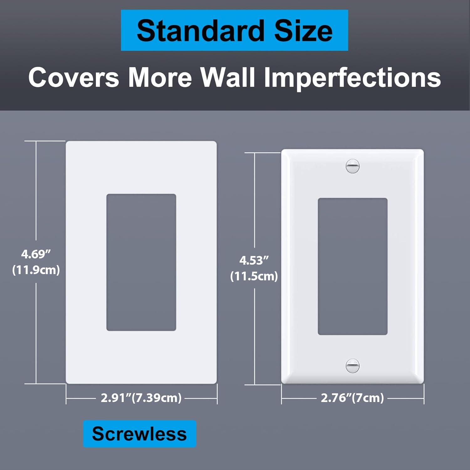 imageBESTTEN 2 Pack 3Gang Silver Screwless Wall Plate Decorator Switch Plate Outlet Cover Signature Collection USWP8 Series H469 x W654 for Dimmer ReceptacleMatte Snow White