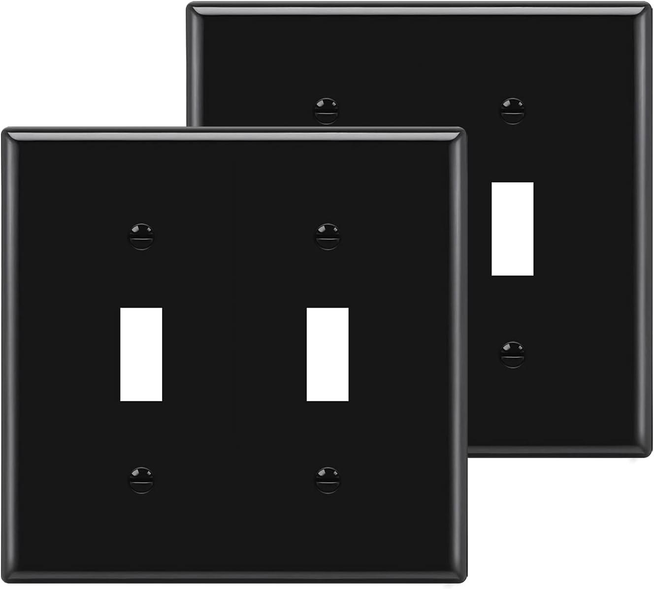 imageBESTTEN 2 Pack 3Gang Toggle Wall Plate Unbreakable Polycarbonate Toggle Light Switch Cover Standard Size UL Listed WhiteBlack