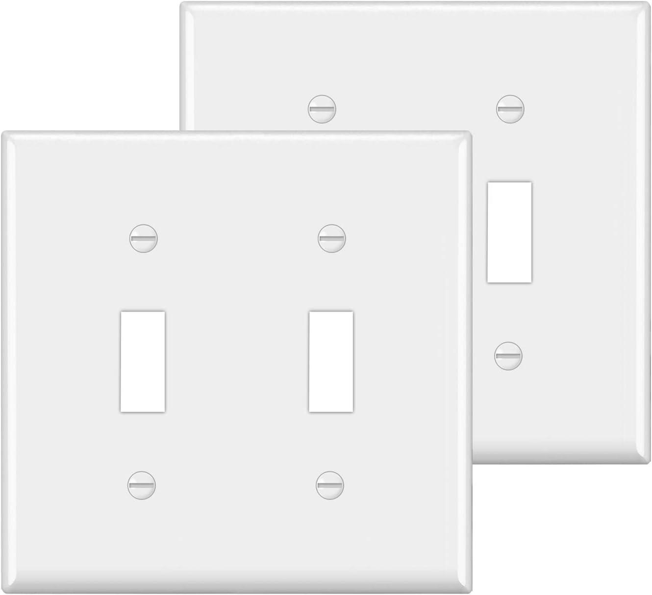 imageBESTTEN 2 Pack 3Gang Toggle Wall Plate Unbreakable Polycarbonate Toggle Light Switch Cover Standard Size UL Listed WhiteWhite