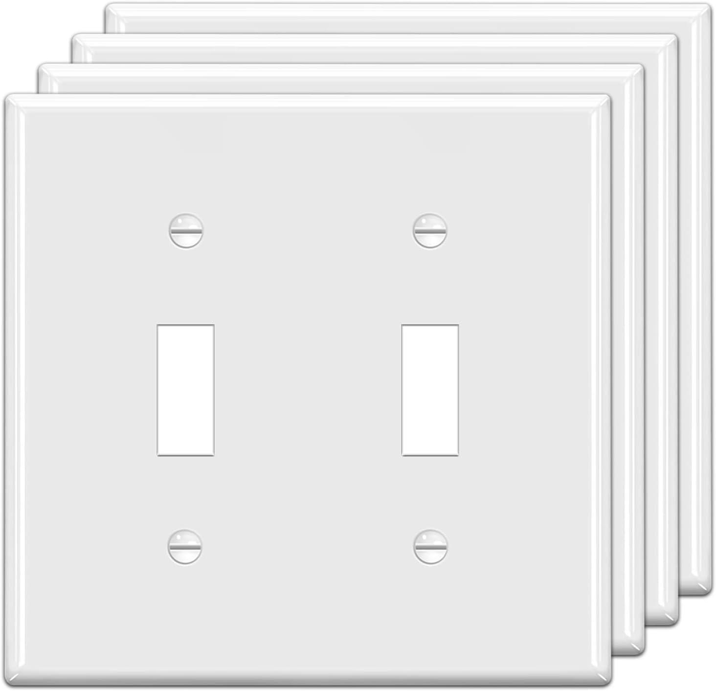 imageBESTTEN 2 Pack 3Gang Toggle Wall Plate Unbreakable Polycarbonate Toggle Light Switch Cover Standard Size UL Listed WhiteWhite