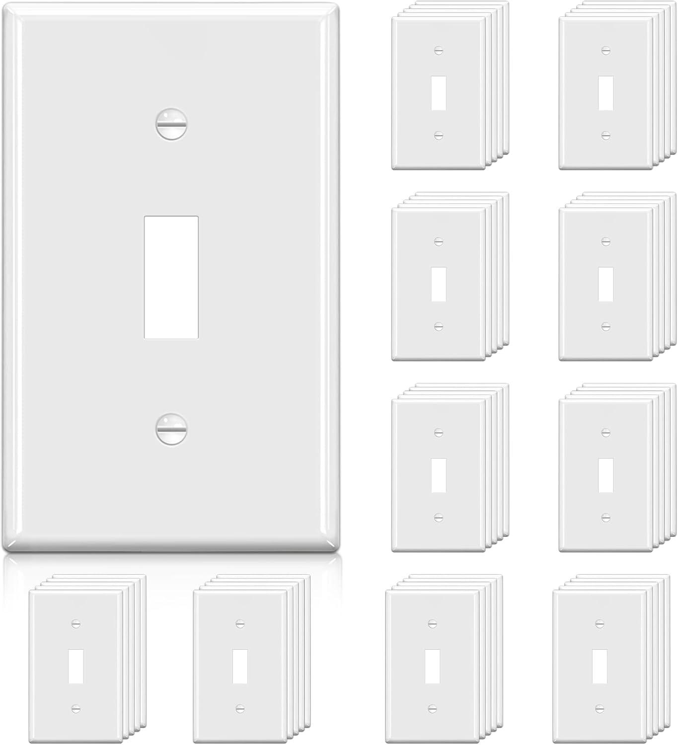 imageBESTTEN 2 Pack 3Gang Toggle Wall Plate Unbreakable Polycarbonate Toggle Light Switch Cover Standard Size UL Listed WhiteWhite
