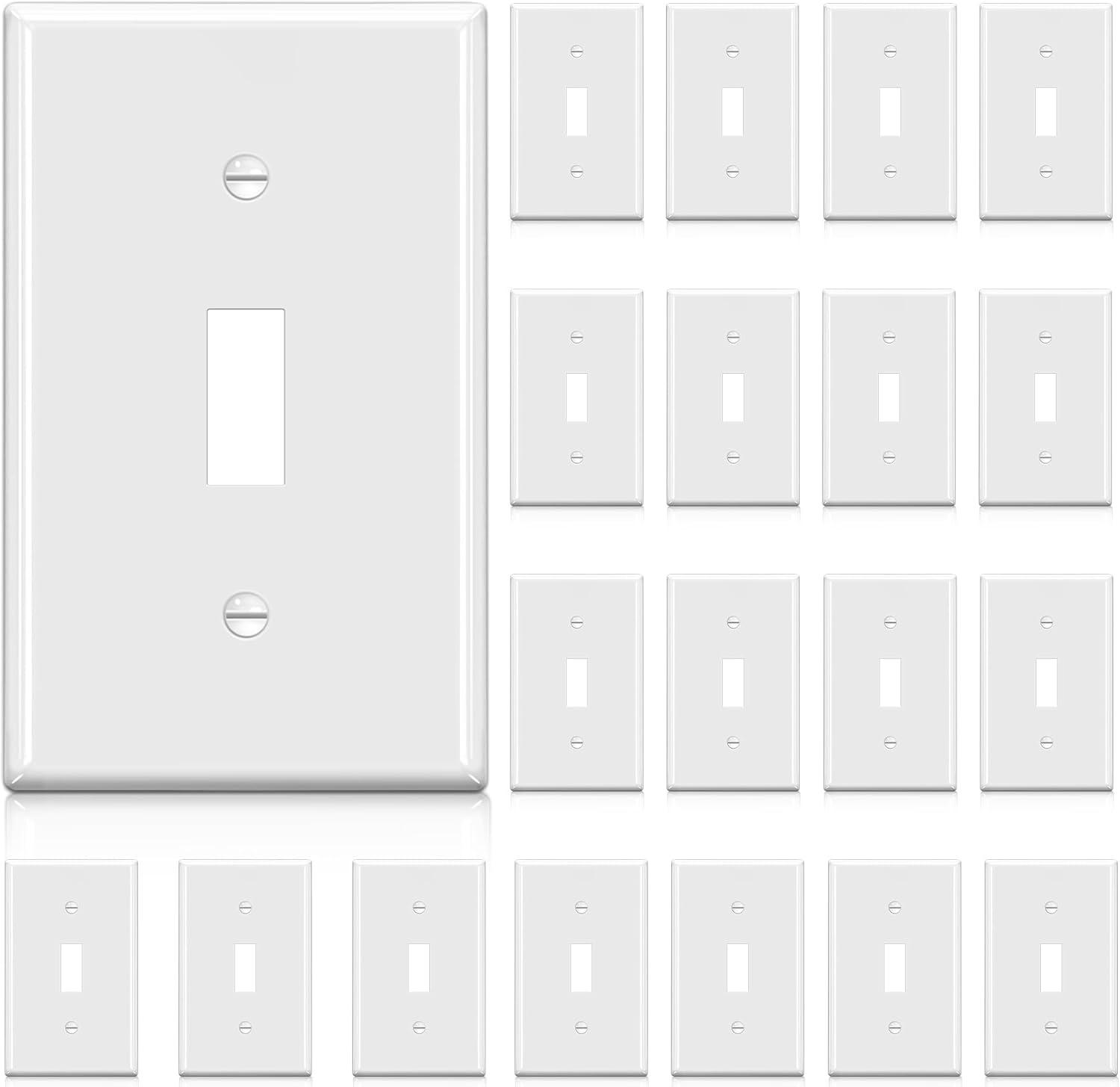 imageBESTTEN 2 Pack 3Gang Toggle Wall Plate Unbreakable Polycarbonate Toggle Light Switch Cover Standard Size UL Listed WhiteWhite