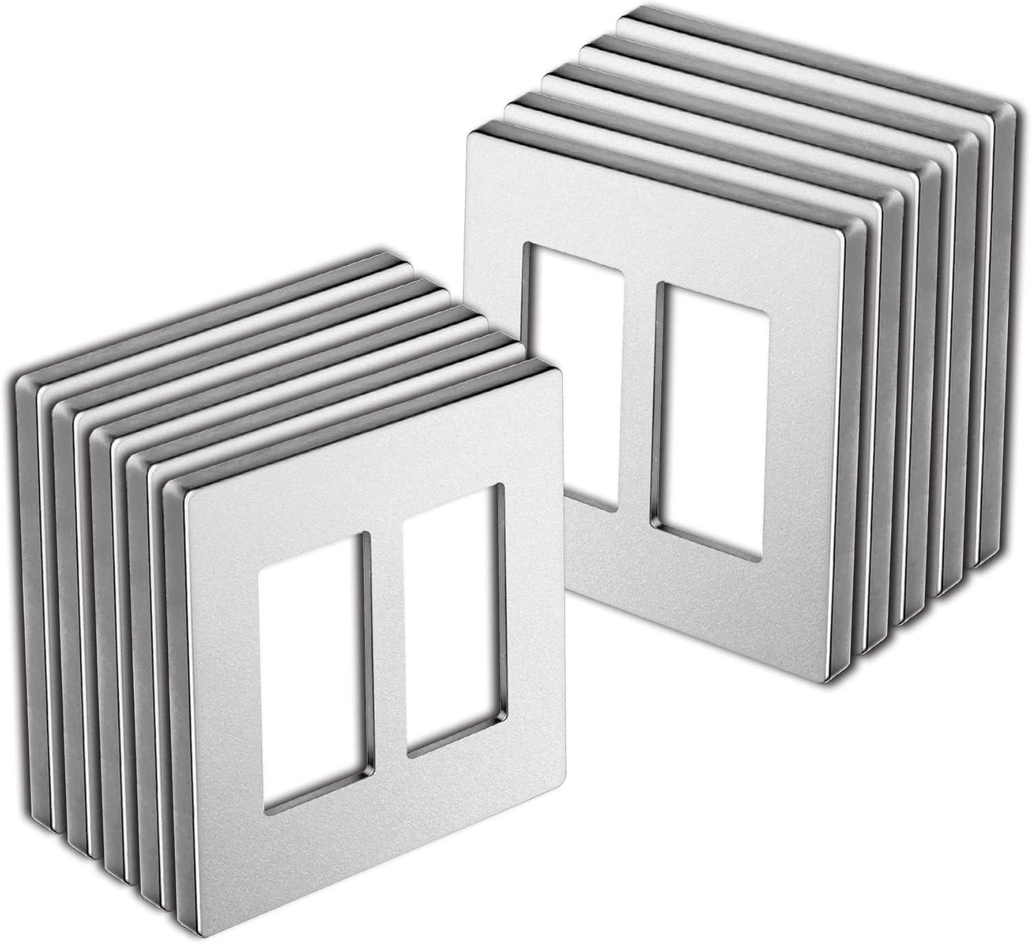 imageBESTTEN 2 Pack 4 Gang Champagne Gold Screwless Ourlet Cover Signature Collection Golden Decor Wall Plate for Light Switch Dimmer Receptacle H469 x W835Silver