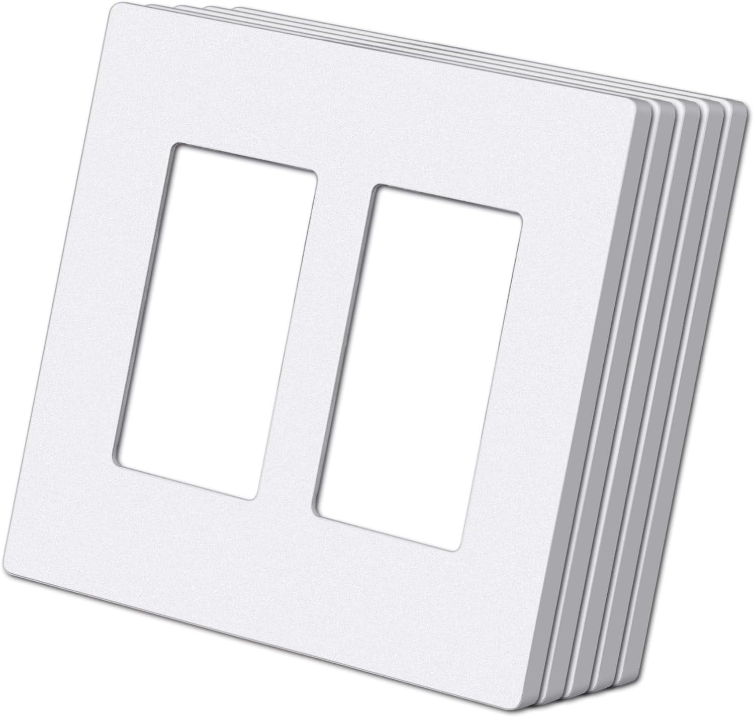 imageBESTTEN 2 Pack 4 Gang Champagne Gold Screwless Ourlet Cover Signature Collection Golden Decor Wall Plate for Light Switch Dimmer Receptacle H469 x W835Matte Snow White