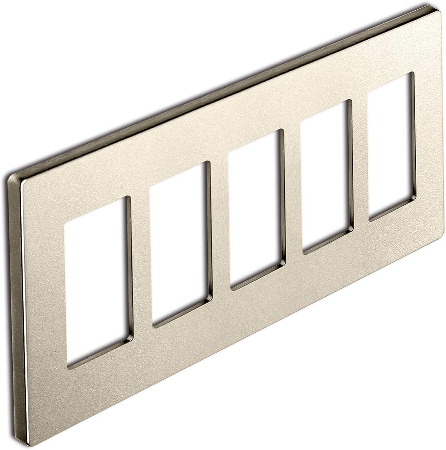 imageBESTTEN 2 Pack 4 Gang Champagne Gold Screwless Ourlet Cover Signature Collection Golden Decor Wall Plate for Light Switch Dimmer Receptacle H469 x W835Champagne Gold